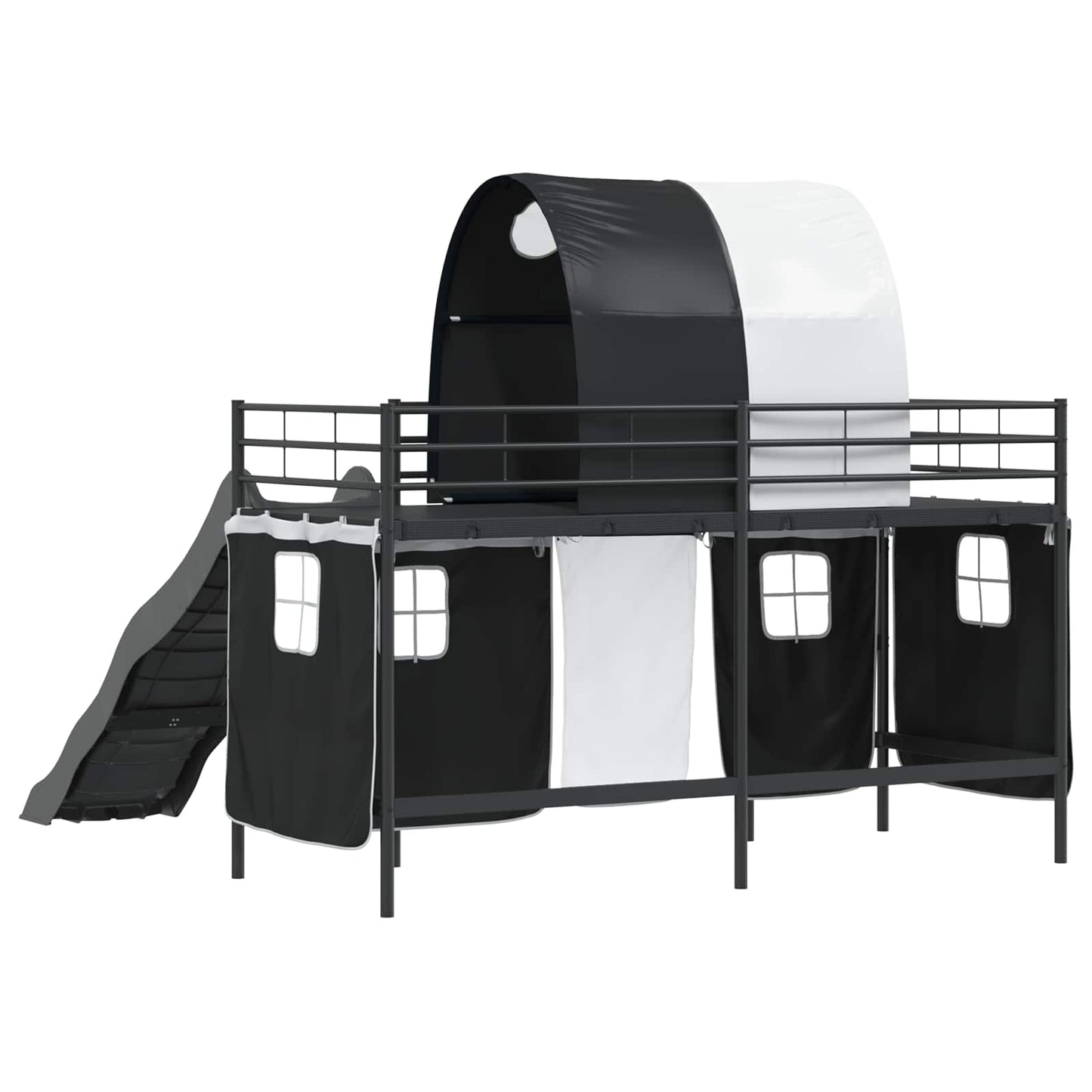 Kids'Loft Bed Frame Plain Black 75 x 190 cm Metal