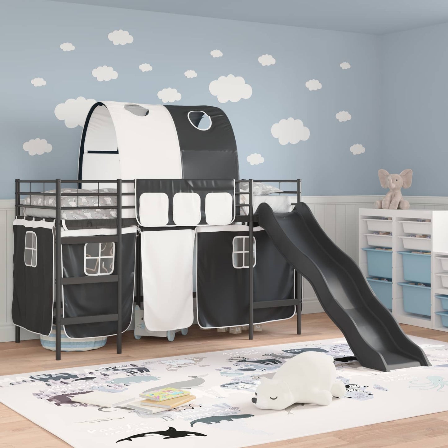 Kids'Loft Bed Frame Black 90 x 190 cm Metal