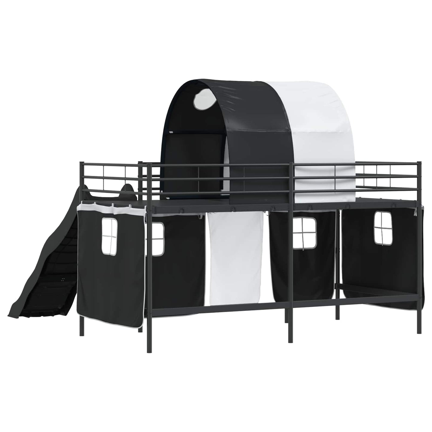 Kids'Loft Bed Frame Black 100 x 200 cm Metal