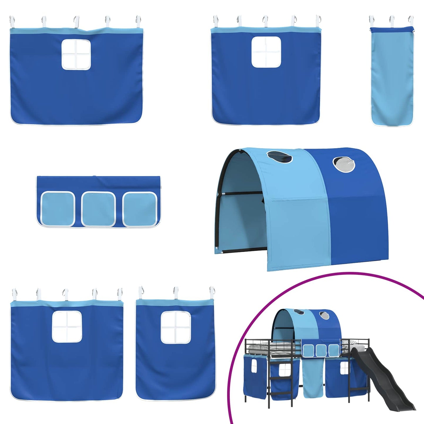 Kids'Loft Bed Frame Black and Blue 107 x 200 cm Metal