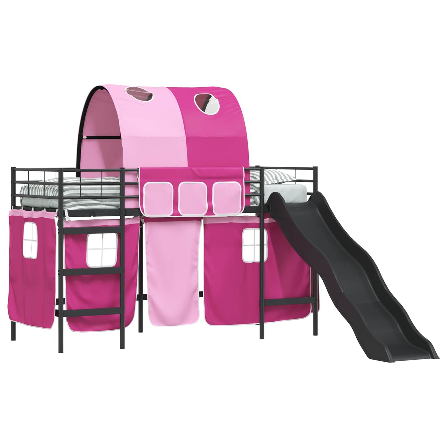 Kids'Loft Bed Frame Black and Pink 75 x 190 cm Metal
