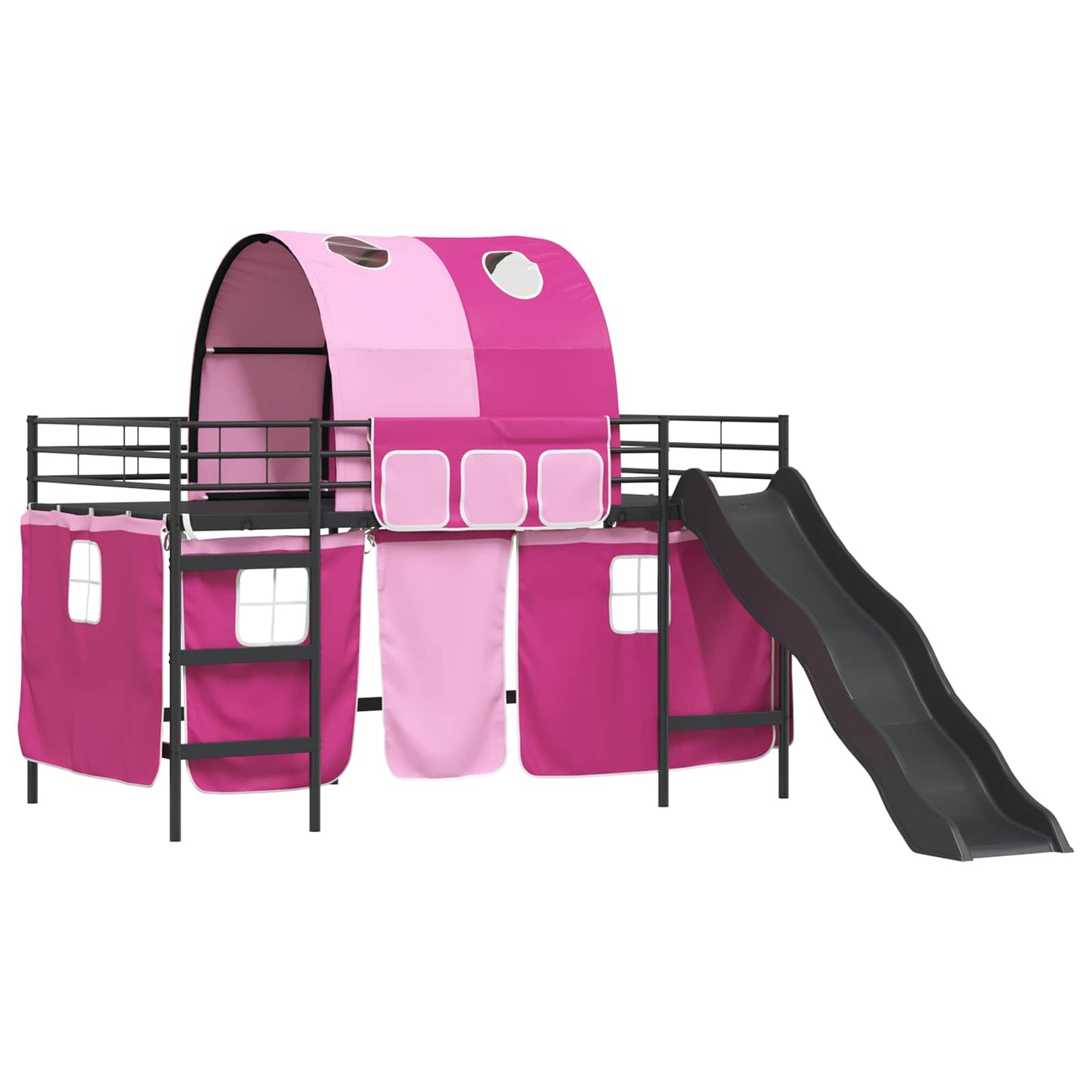 Kids'Loft Bed Frame Black and Pink 80 x 200 cm Metal
