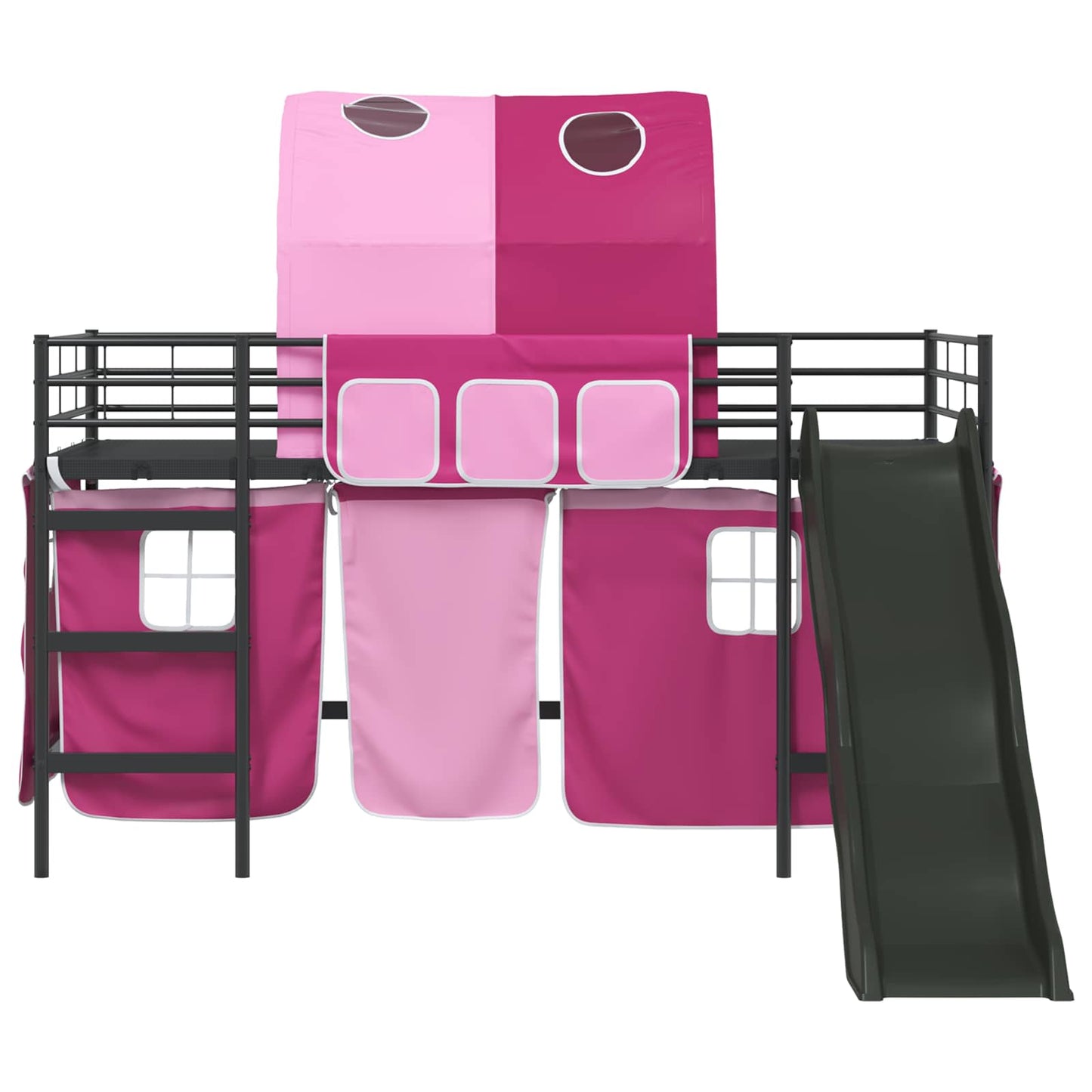 Kids'Loft Bed Frame Black and Pink 80 x 200 cm Metal