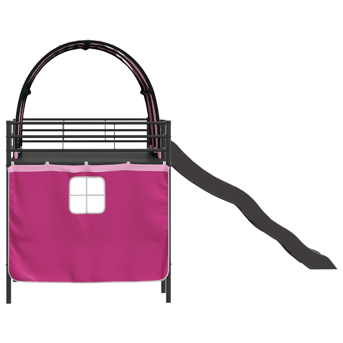Kids'Loft Bed Frame Black and Pink 80 x 200 cm Metal