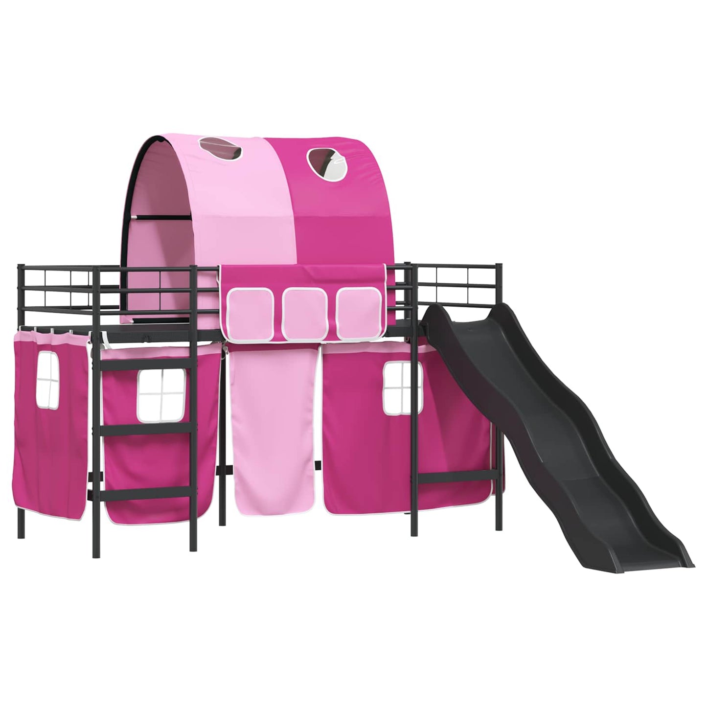 Kids'Loft Bed Frame Black and Pink 100 x 190 cm Metal