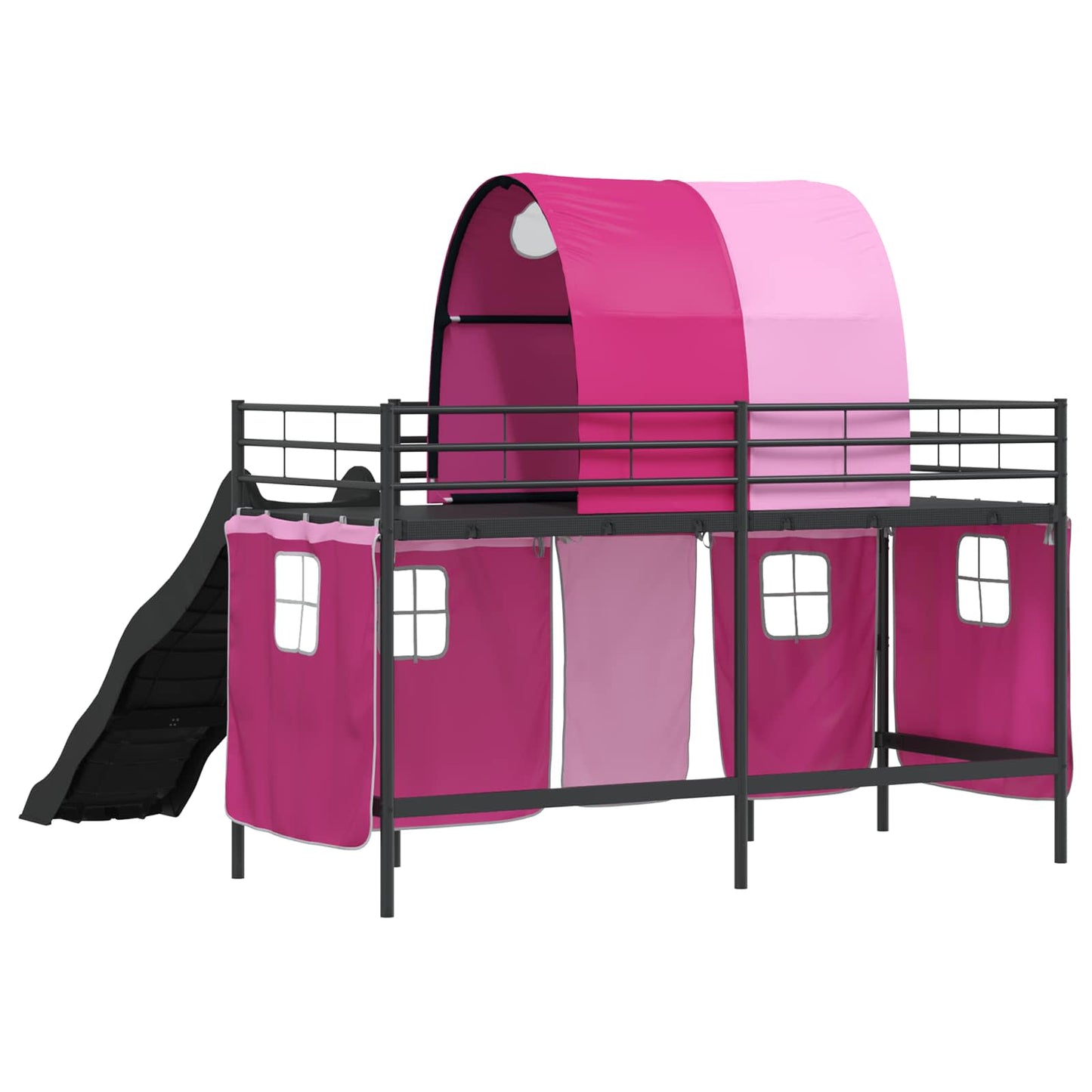 Kids'Loft Bed Frame Black and Pink 100 x 190 cm Metal