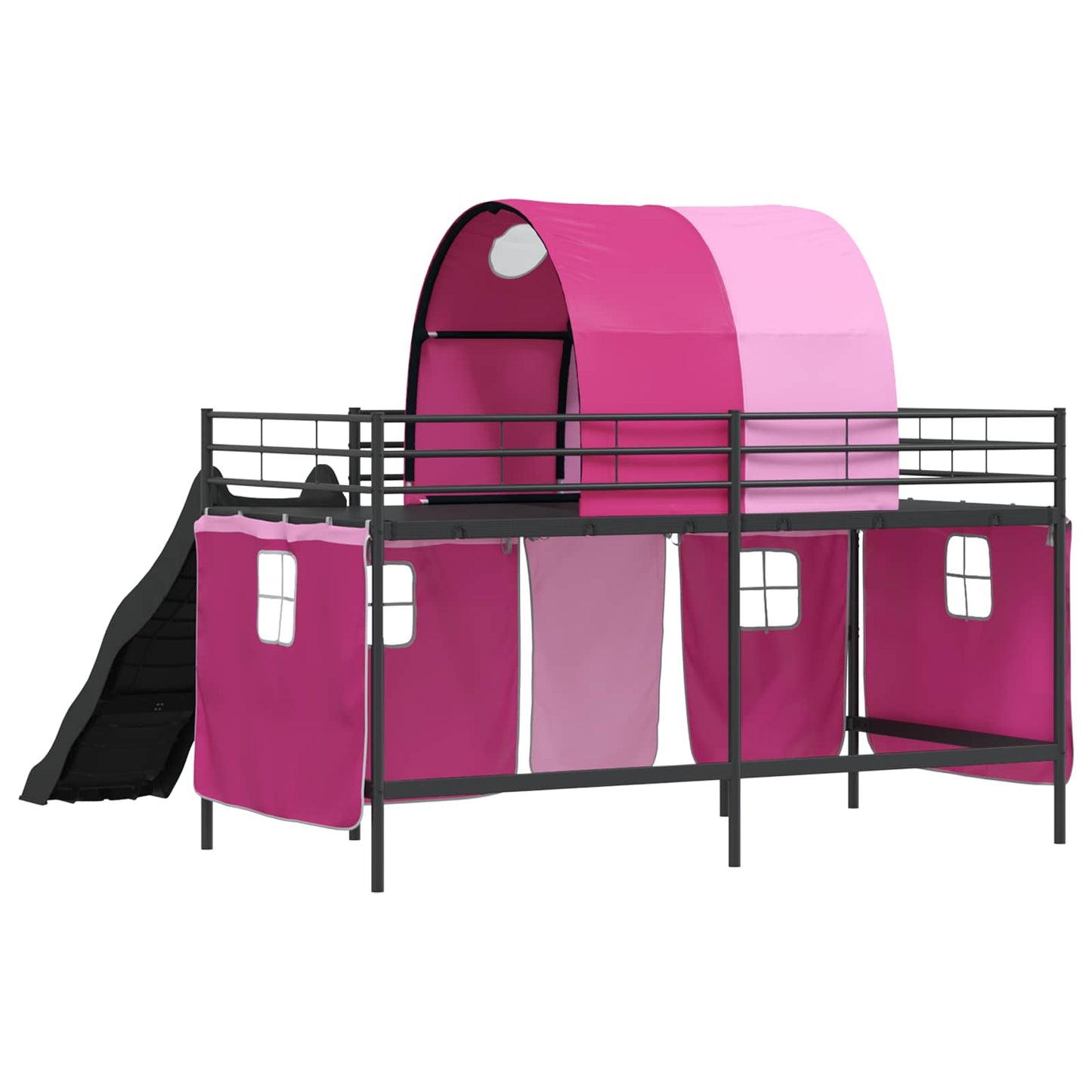 Kids'Loft Bed Frame Black and Pink 107 x 200 cm Metal