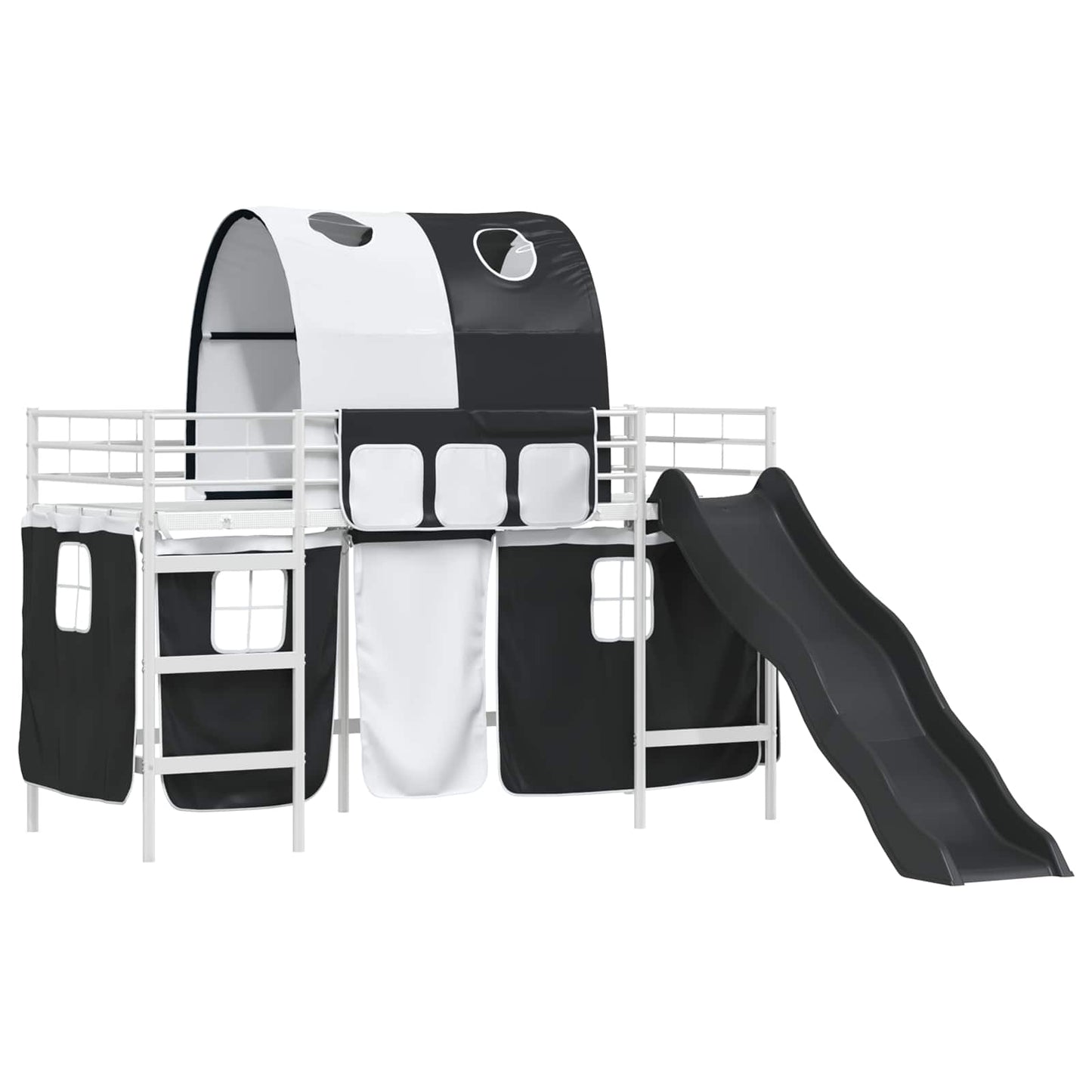 Kids'Loft Bed Frame White and Black 75 x 190 cm Metal