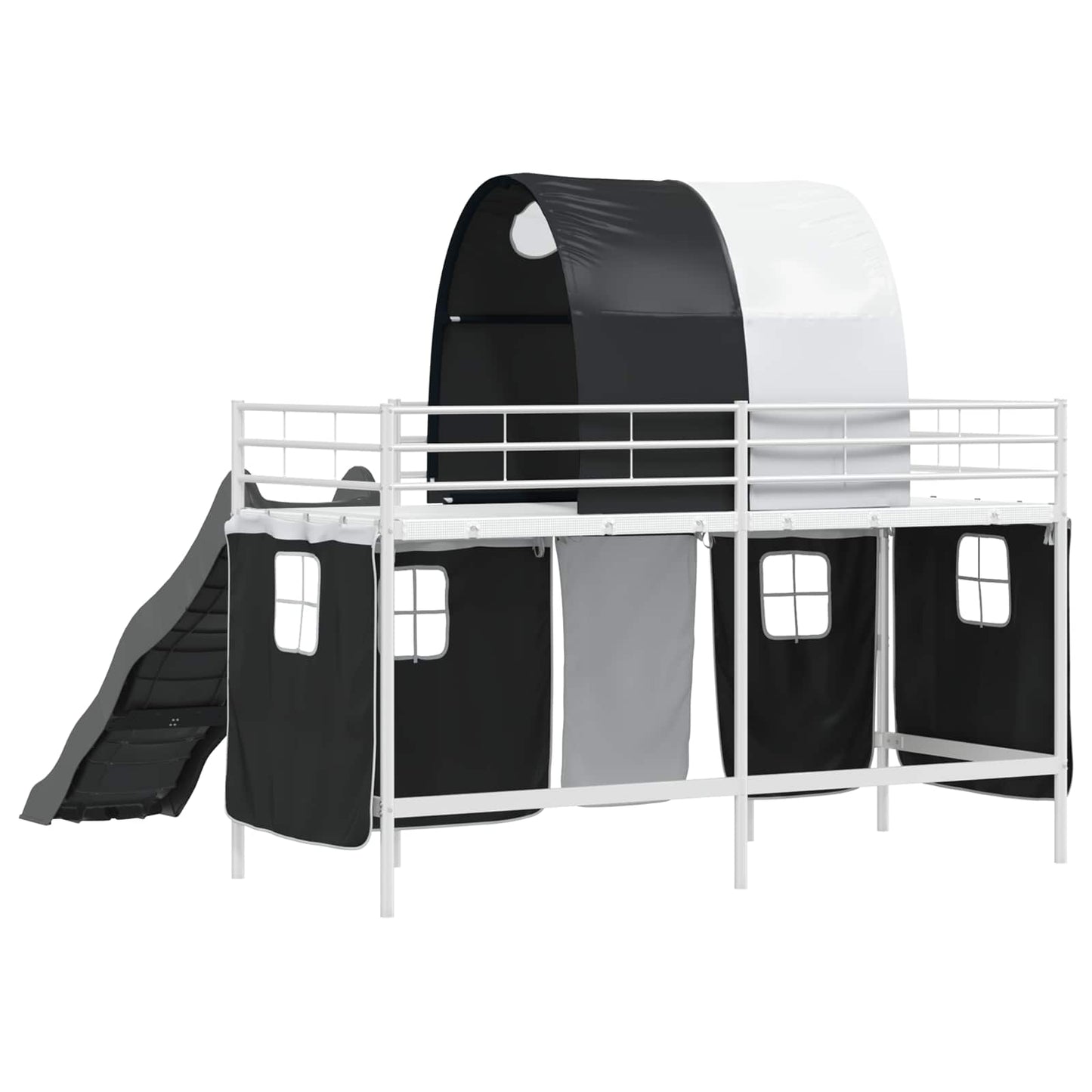 Kids'Loft Bed Frame White and Black 75 x 190 cm Metal