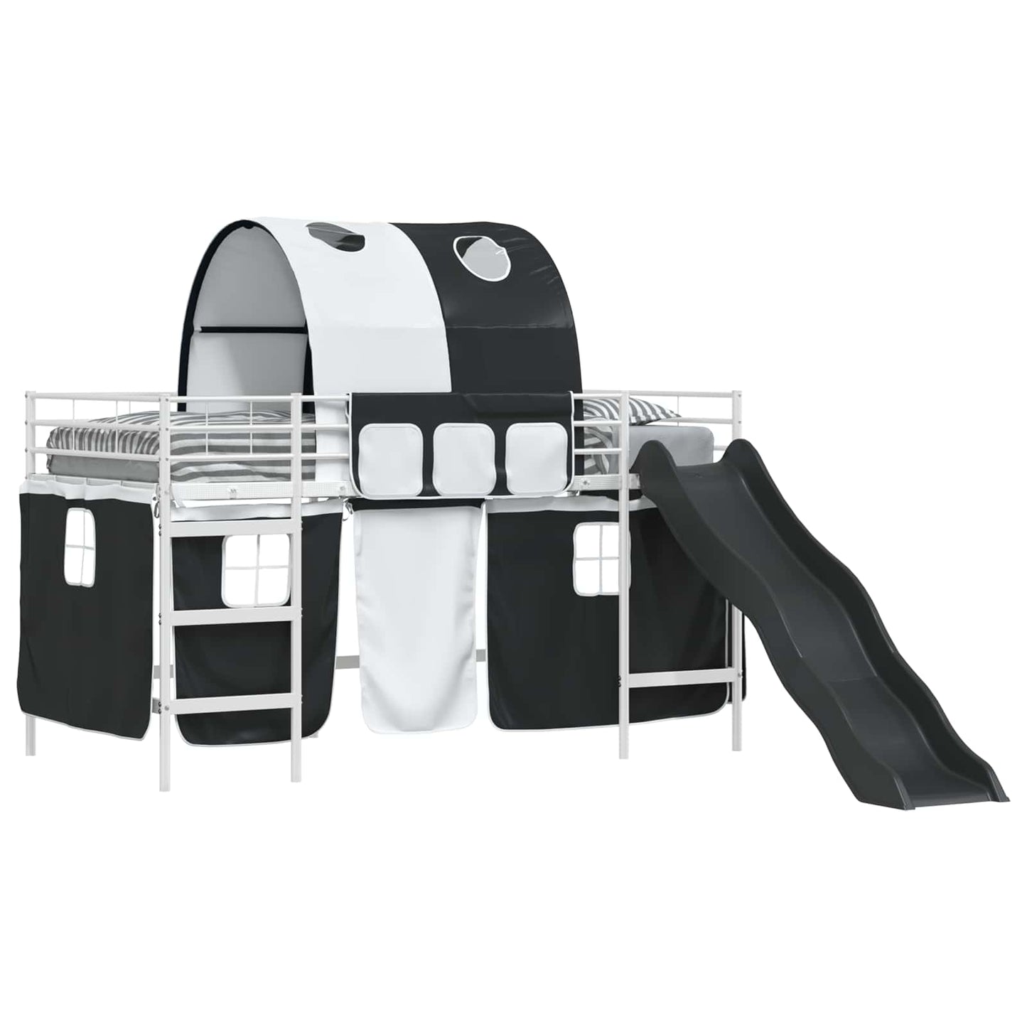 Kids'Loft Bed Frame White and Black 107 x 200 cm Metal