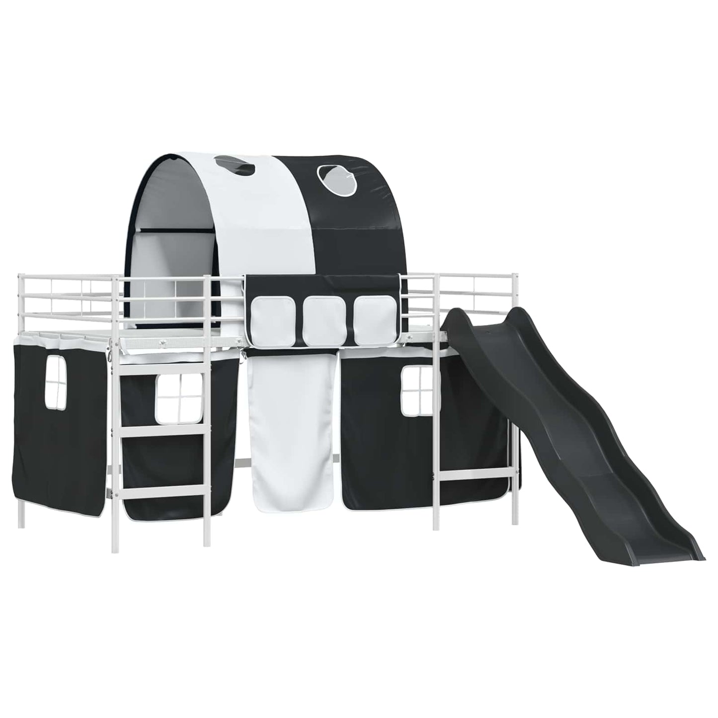 Kids'Loft Bed Frame White and Black 107 x 200 cm Metal