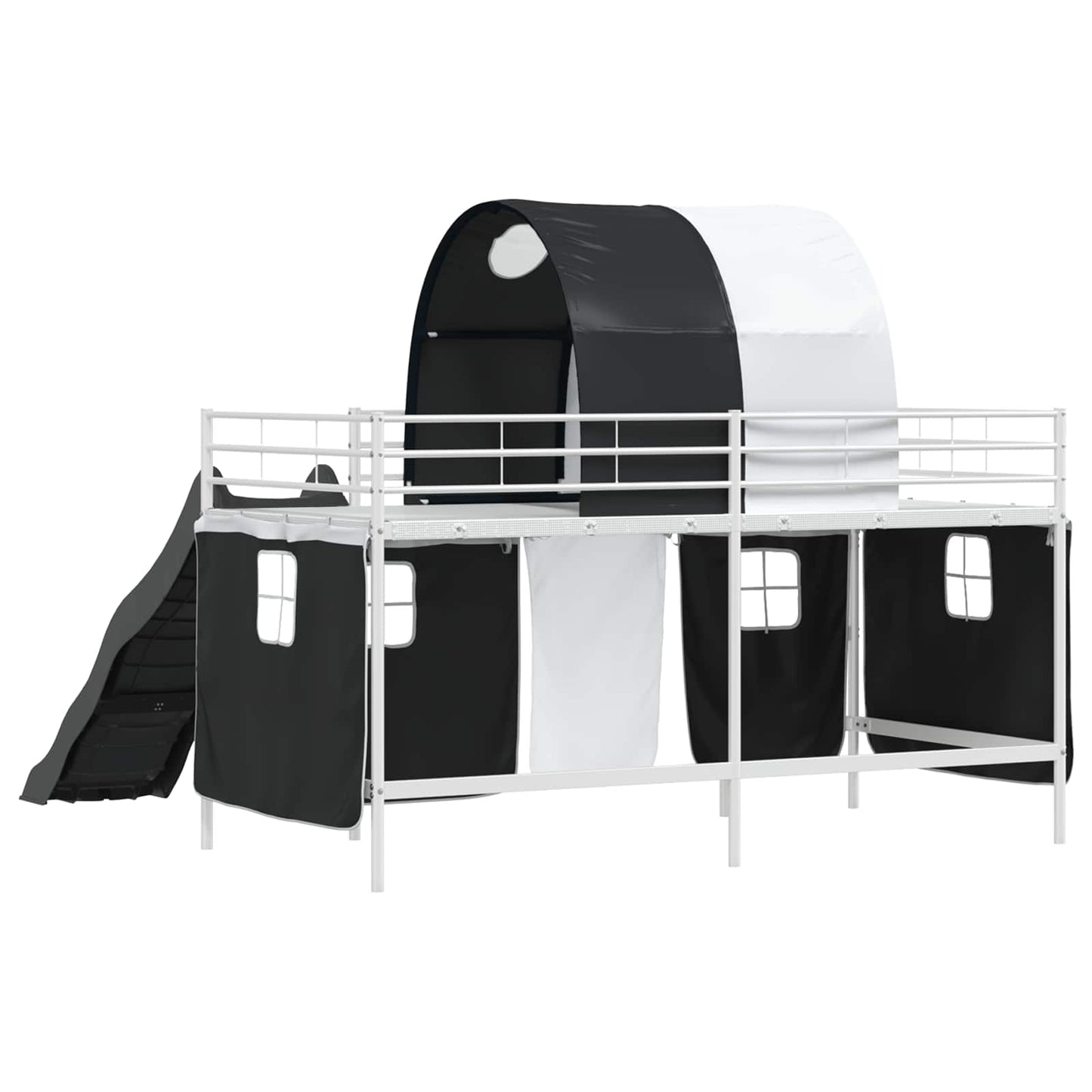 Kids'Loft Bed Frame White and Black 107 x 200 cm Metal