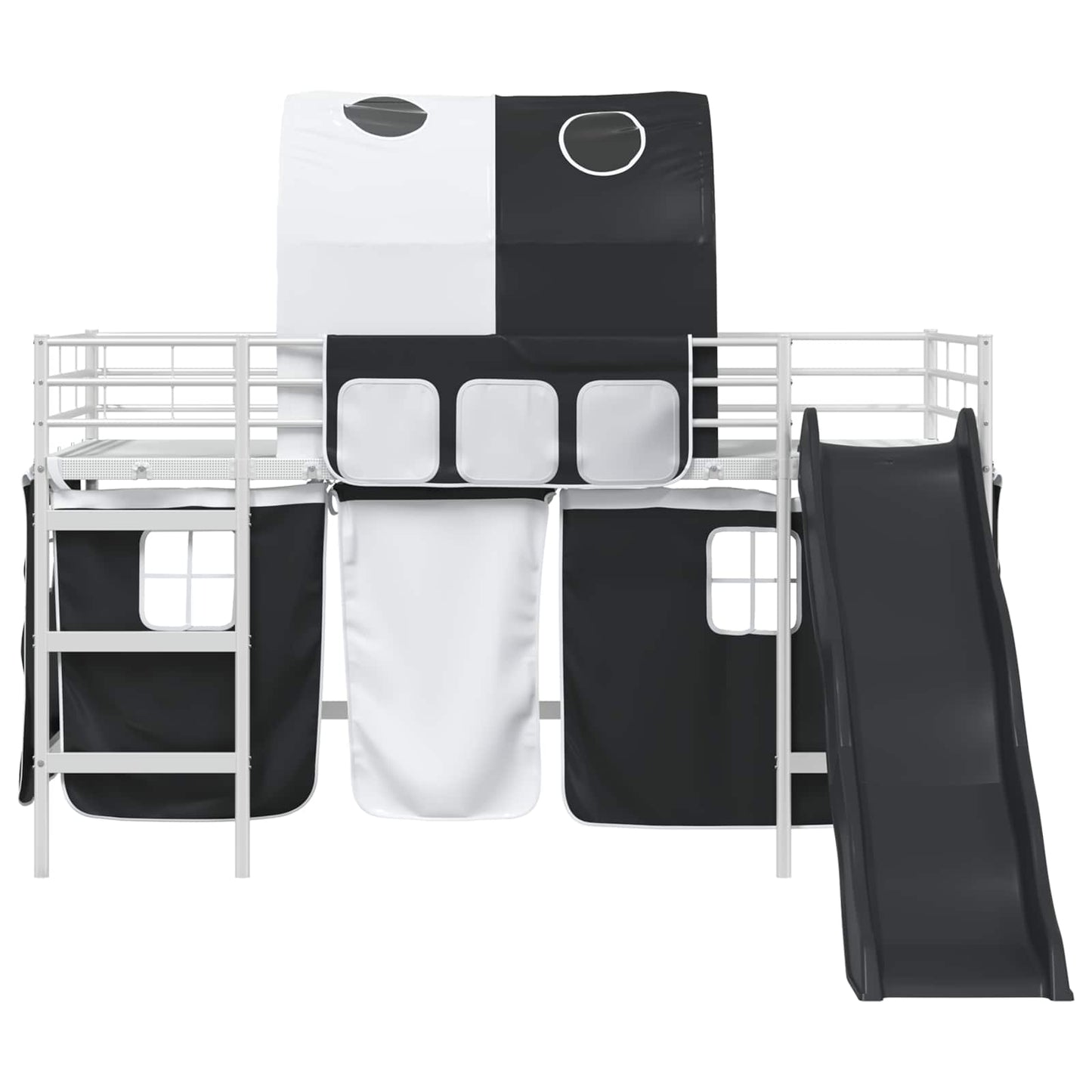Kids'Loft Bed Frame White and Black 107 x 200 cm Metal