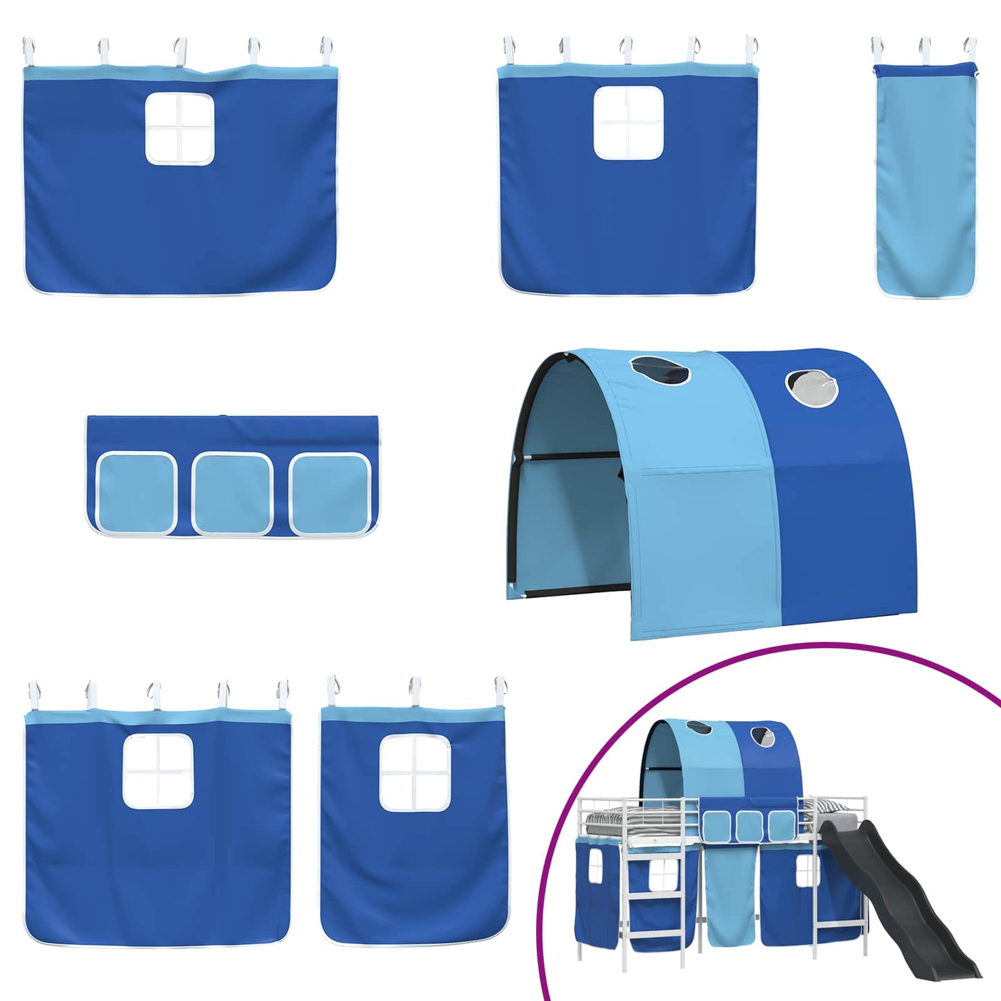 Kids'Loft Bed Frame White and Blue 100 x 190 cm Metal