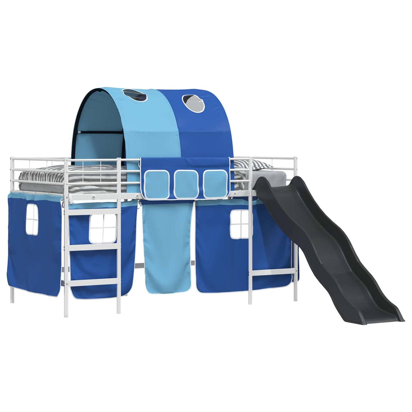 Kids'Loft Bed Frame White and Blue 100 x 200 cm Metal