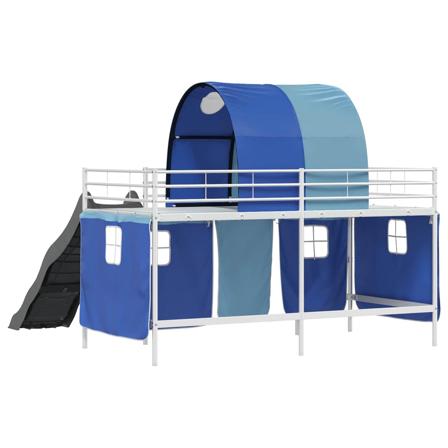 Kids'Loft Bed Frame White and Blue 100 x 200 cm Metal