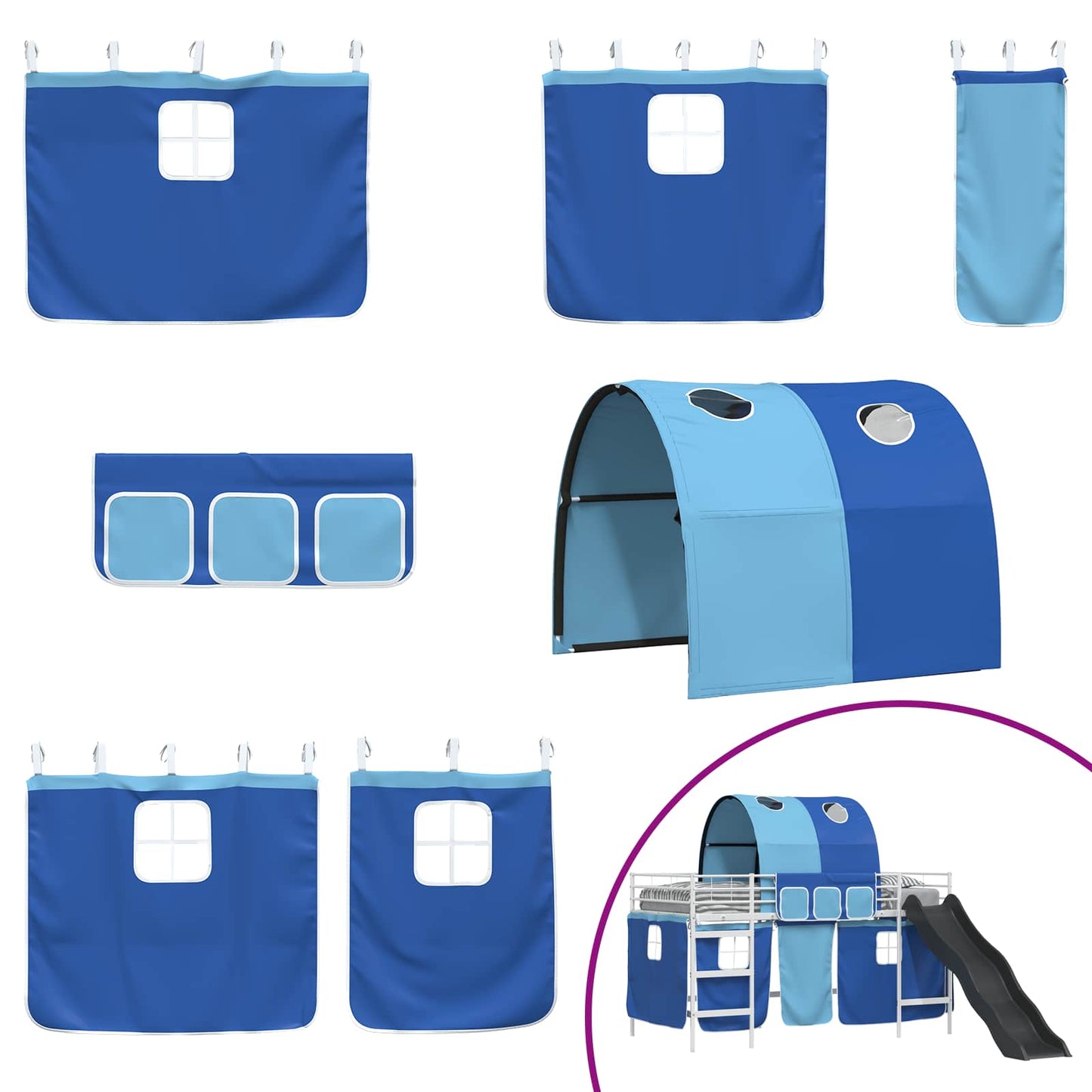 Kids'Loft Bed Frame White and Blue 100 x 200 cm Metal