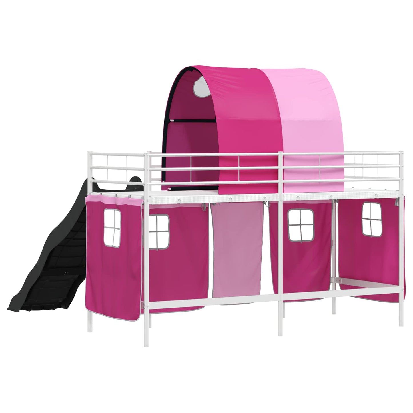 Kids'Loft Bed Frame White and Pink 100 x 190 cm Metal