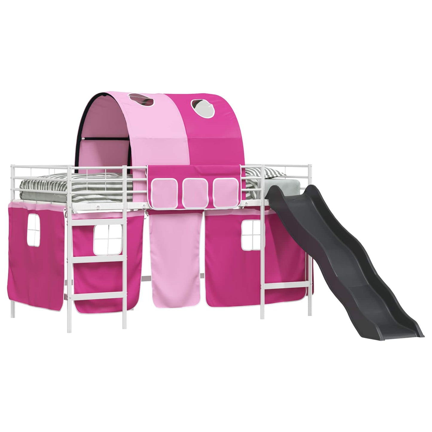 Kids'Loft Bed Frame White and Pink 100 x 200 cm Metal