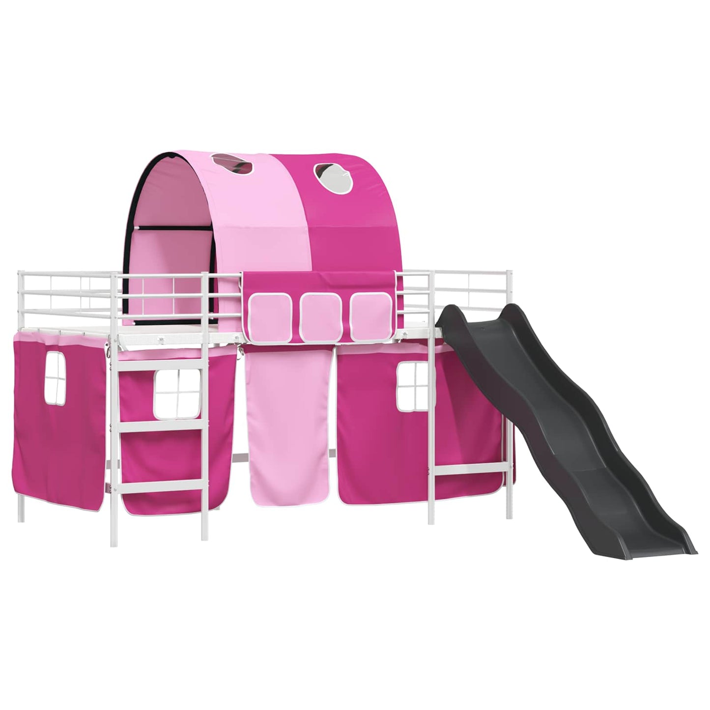 Kids'Loft Bed Frame White and Pink 100 x 200 cm Metal