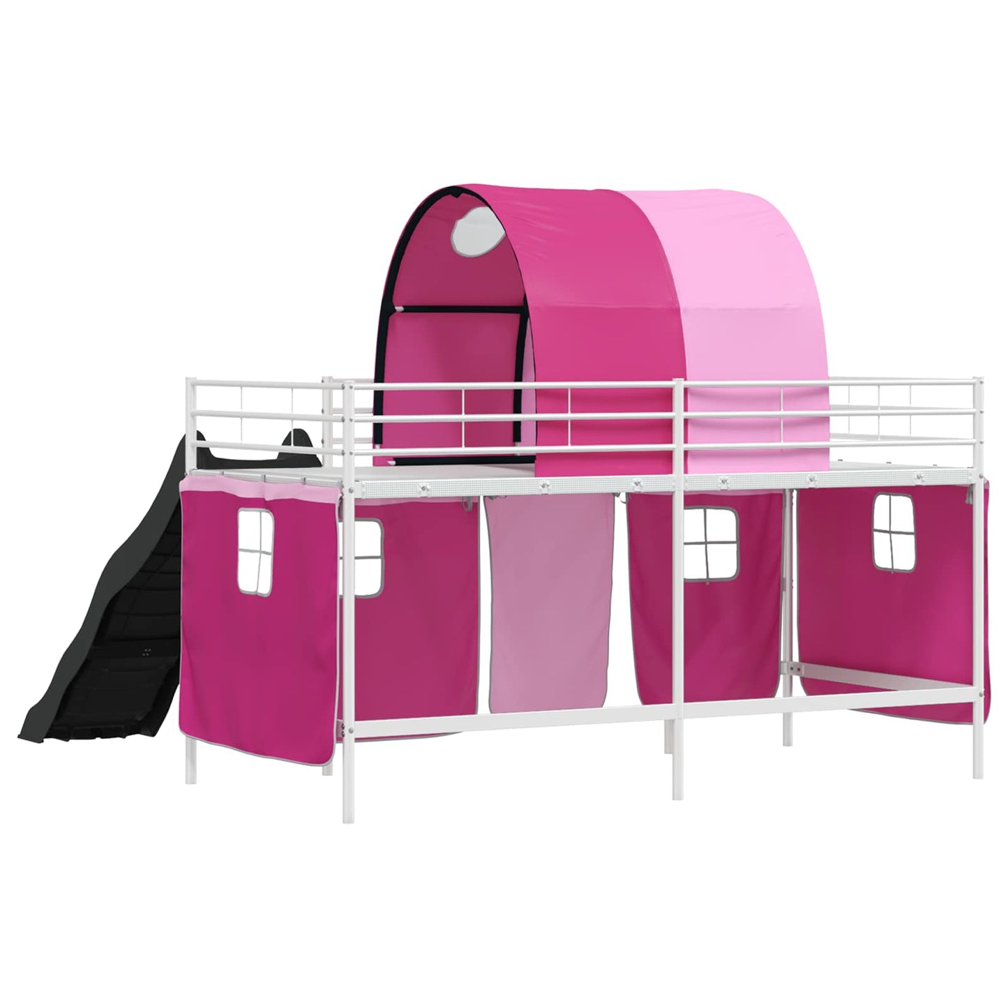 Kids'Loft Bed Frame White and Pink 100 x 200 cm Metal