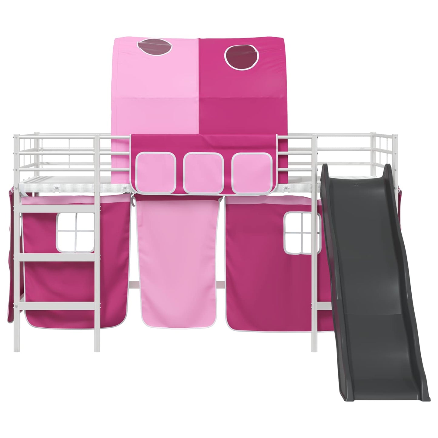 Kids'Loft Bed Frame White and Pink 100 x 200 cm Metal