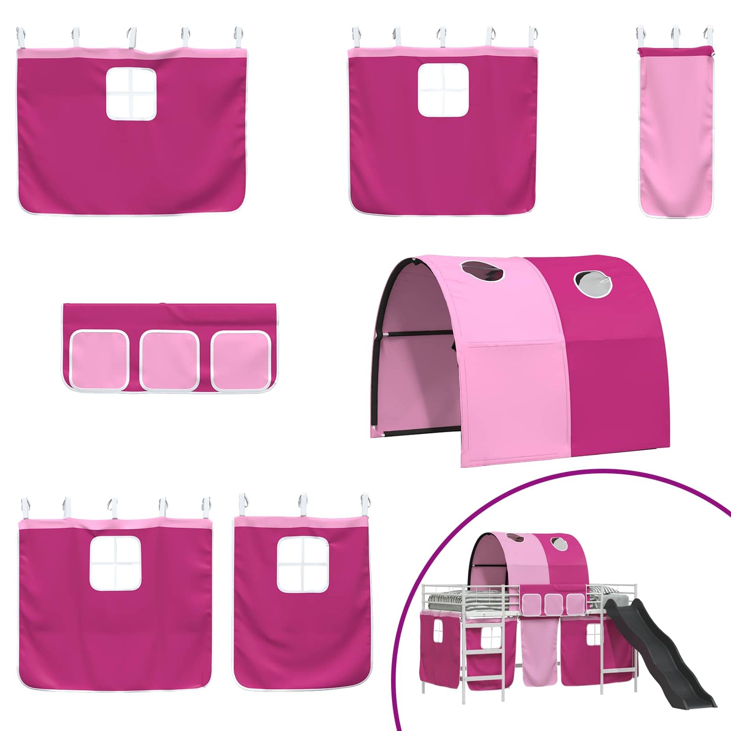 Kids'Loft Bed Frame White and Pink 100 x 200 cm Metal