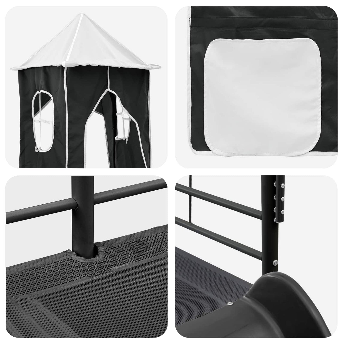 Kids'Loft Bed Frame Black 90 x 190 cm Metal