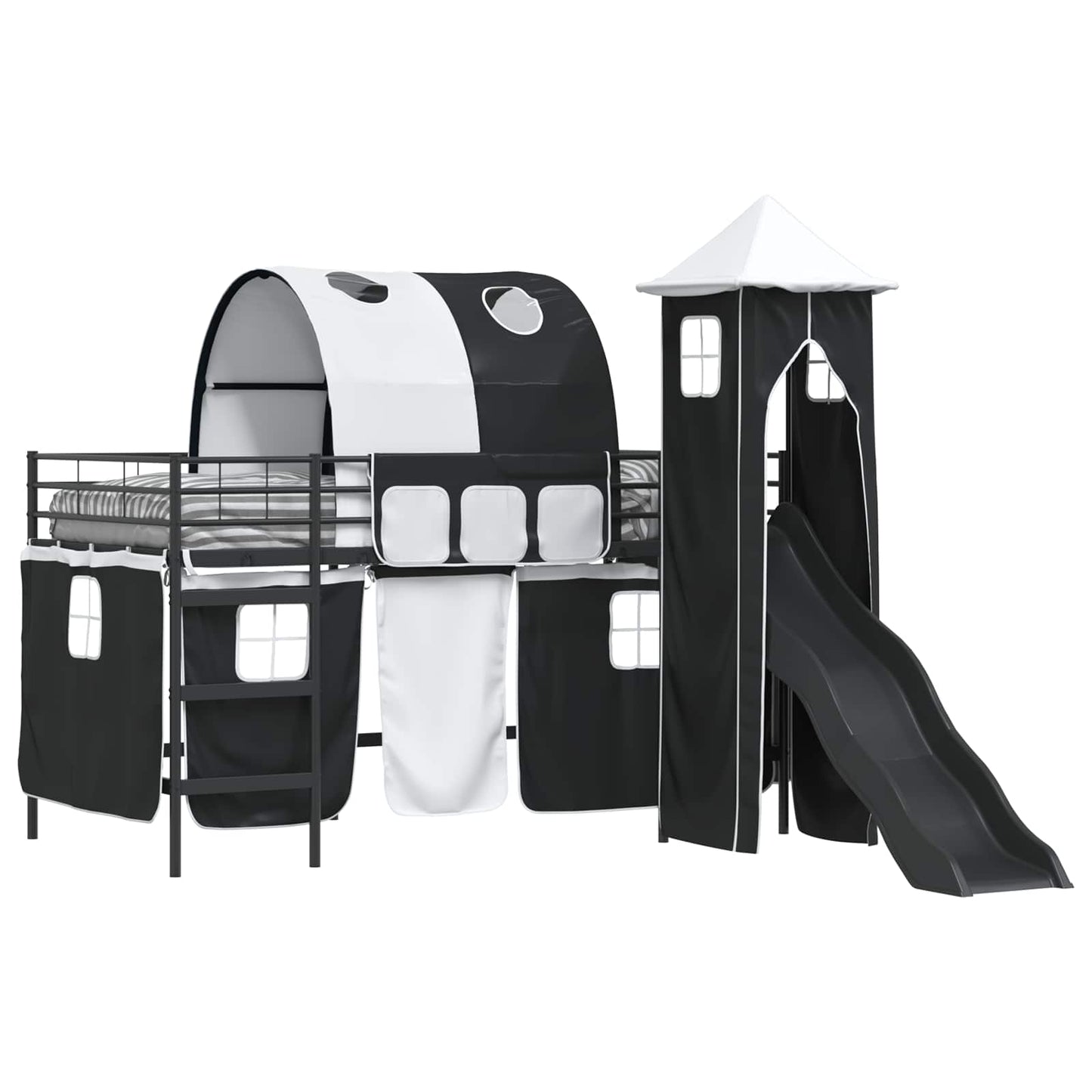 Kids'Loft Bed Frame Black 100 x 200 cm Metal