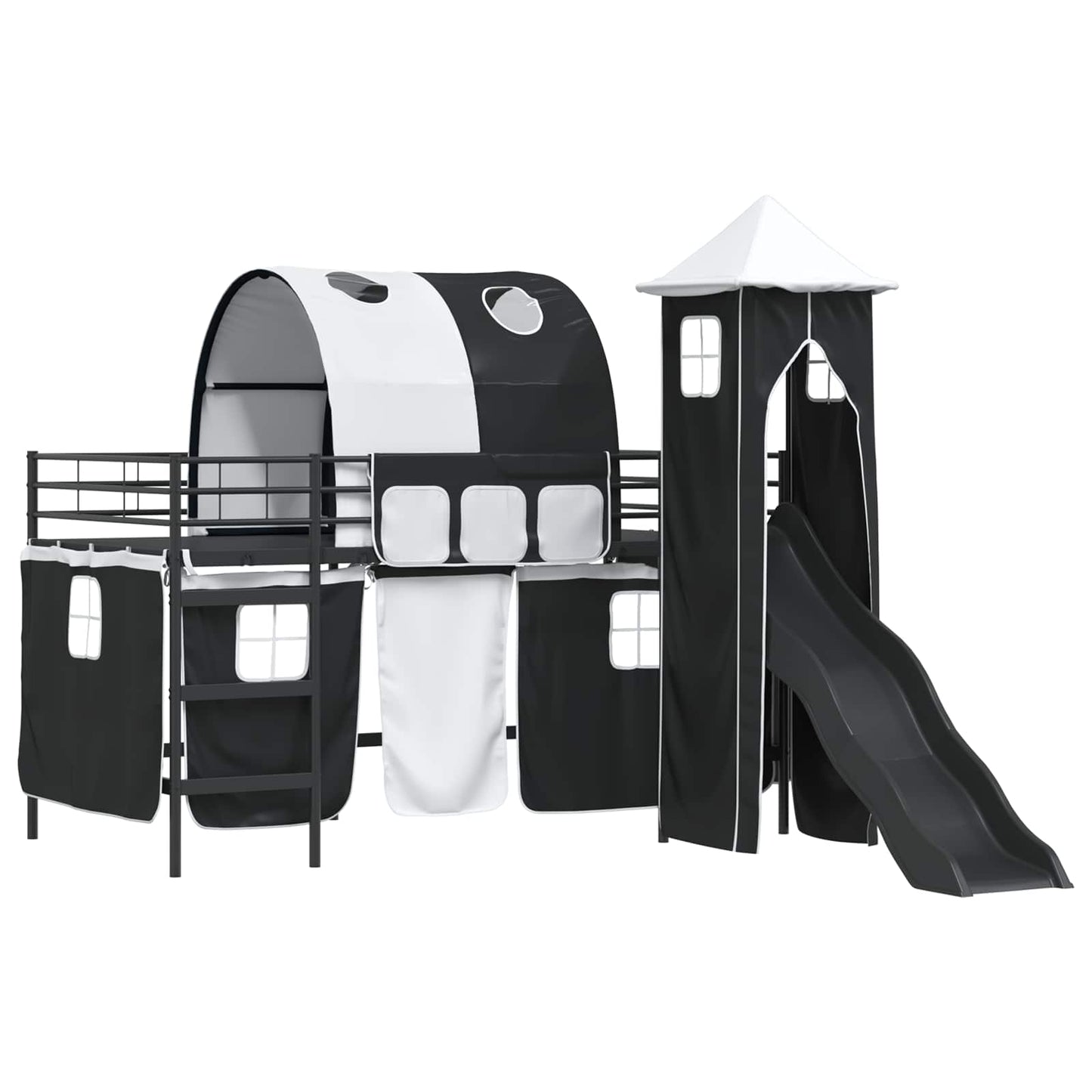 Kids'Loft Bed Frame Black 100 x 200 cm Metal