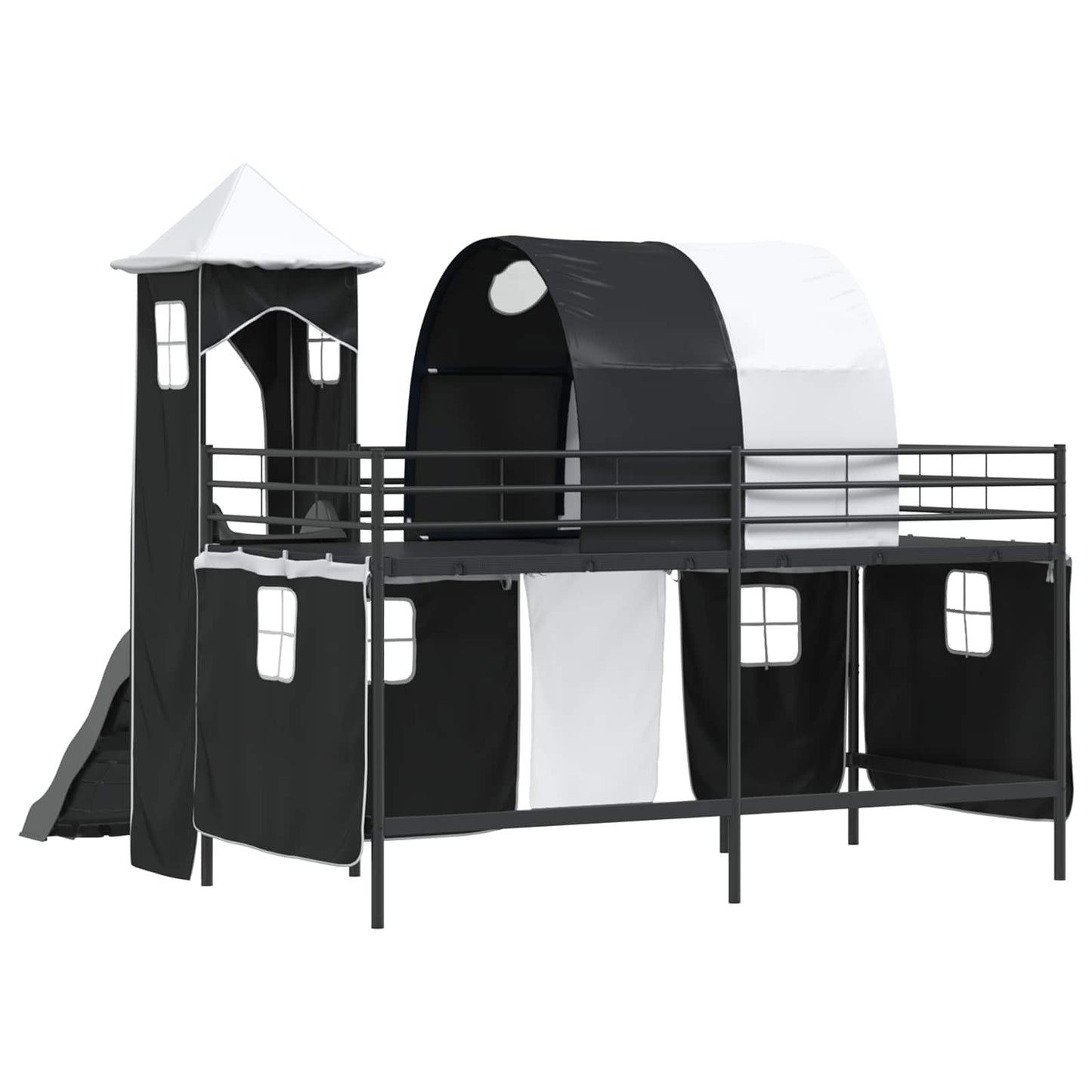 Kids'Loft Bed Frame Black 100 x 200 cm Metal