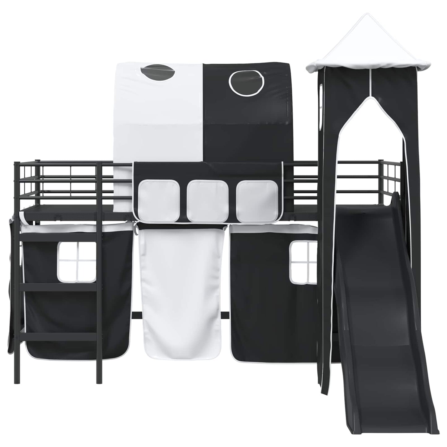 Kids'Loft Bed Frame Black 100 x 200 cm Metal