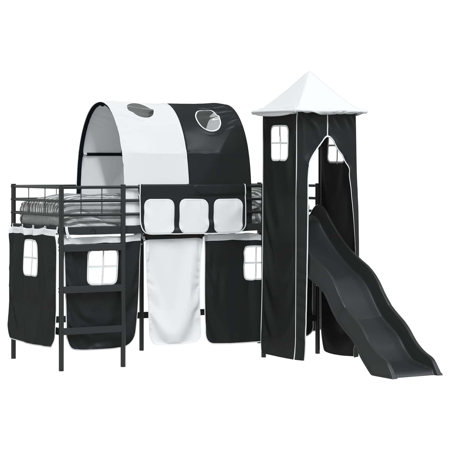 Kids'Loft Bed Frame Black 100 x 190 cm Metal
