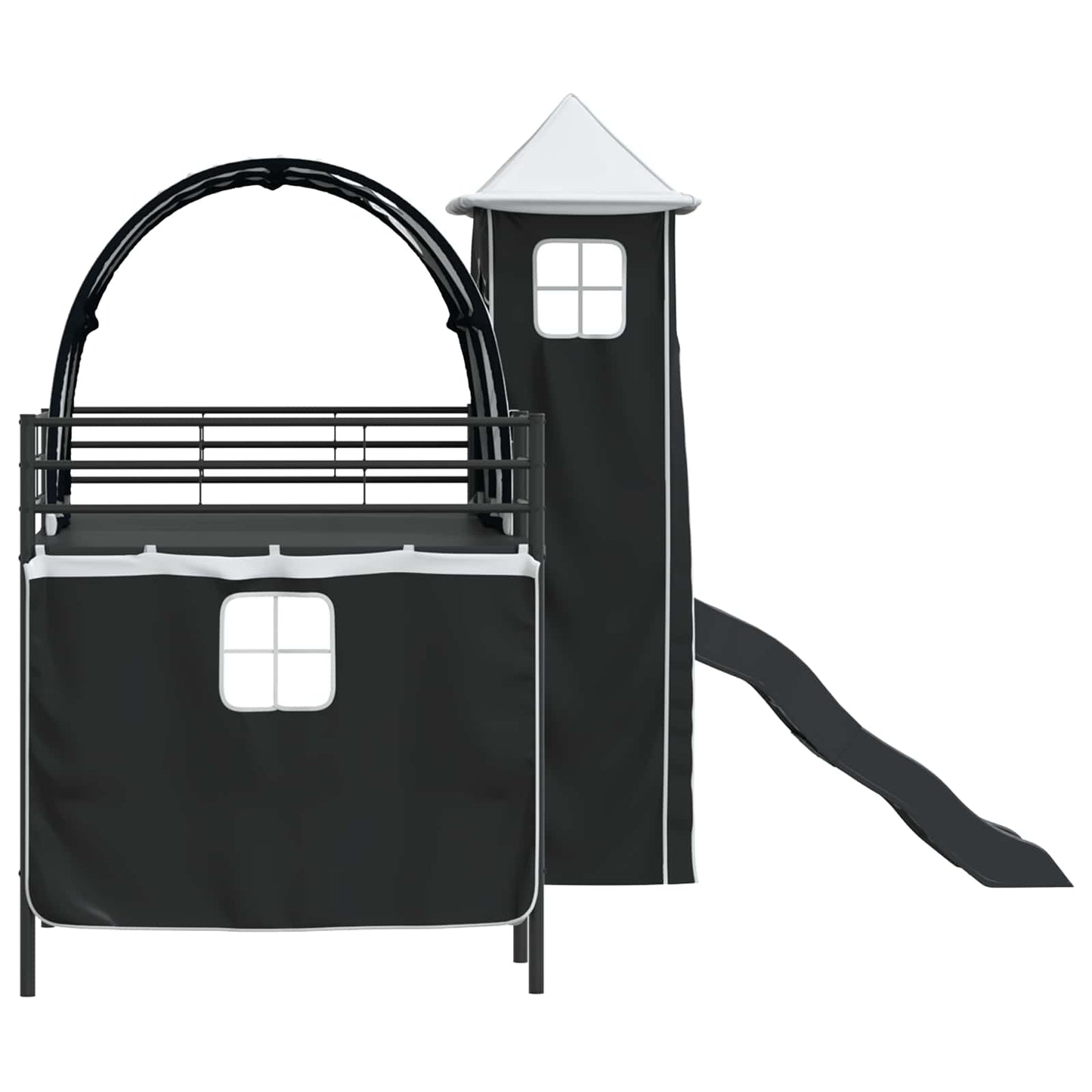 Kids'Loft Bed Frame Black 100 x 200 cm Metal