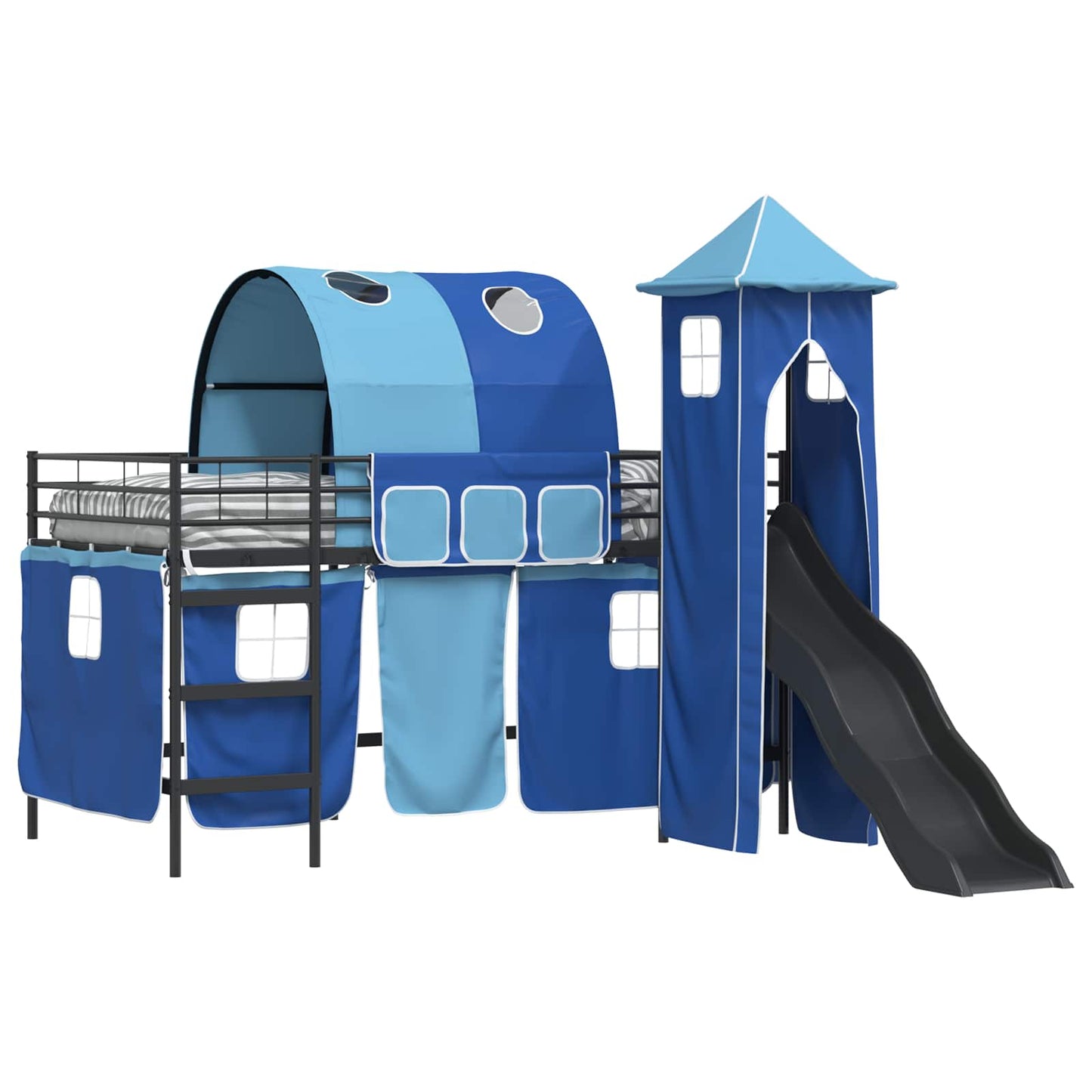 Kids'Loft Bed Frame Black and Blue 80 x 200 cm Metal