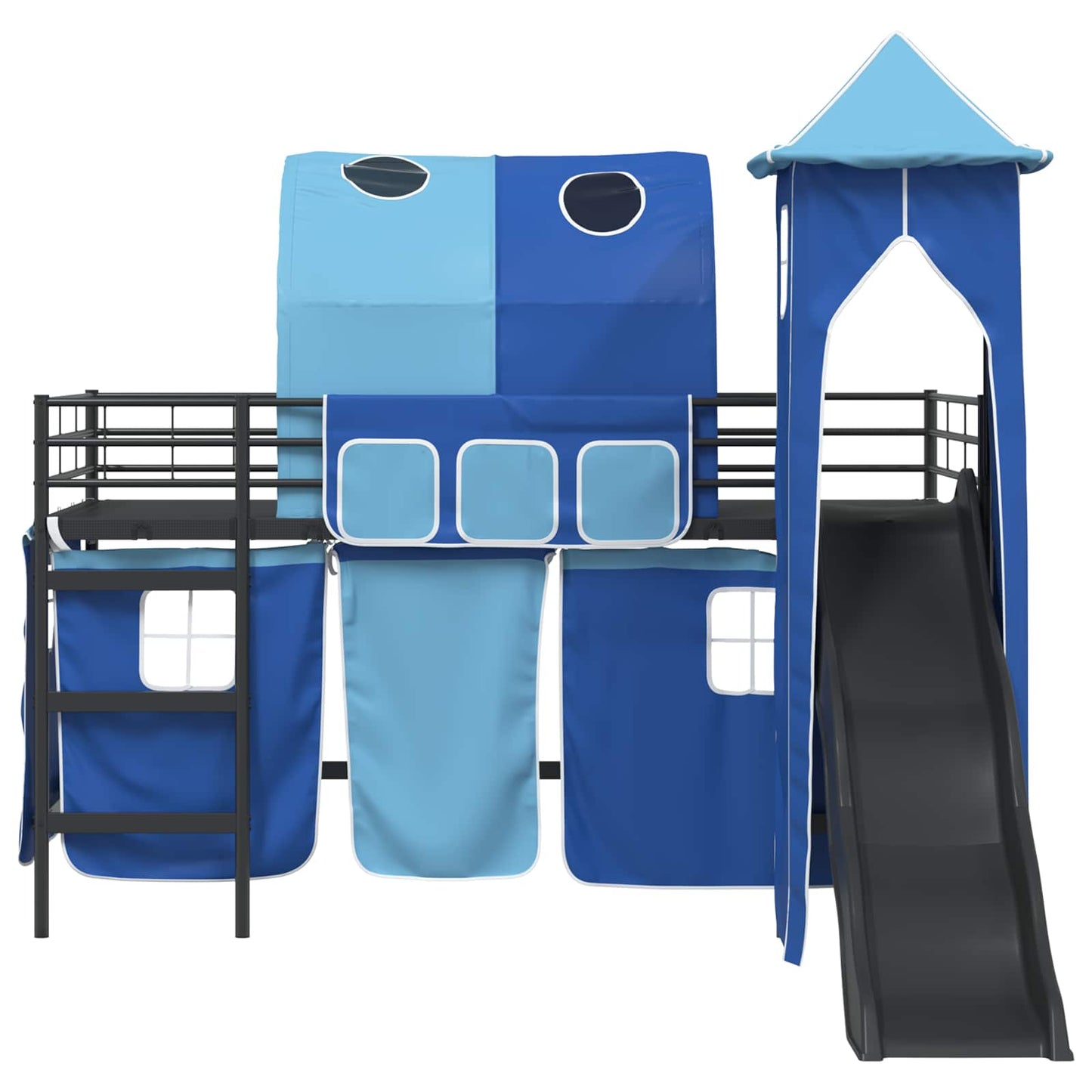 Kids'Loft Bed Frame Black and Blue 80 x 200 cm Metal