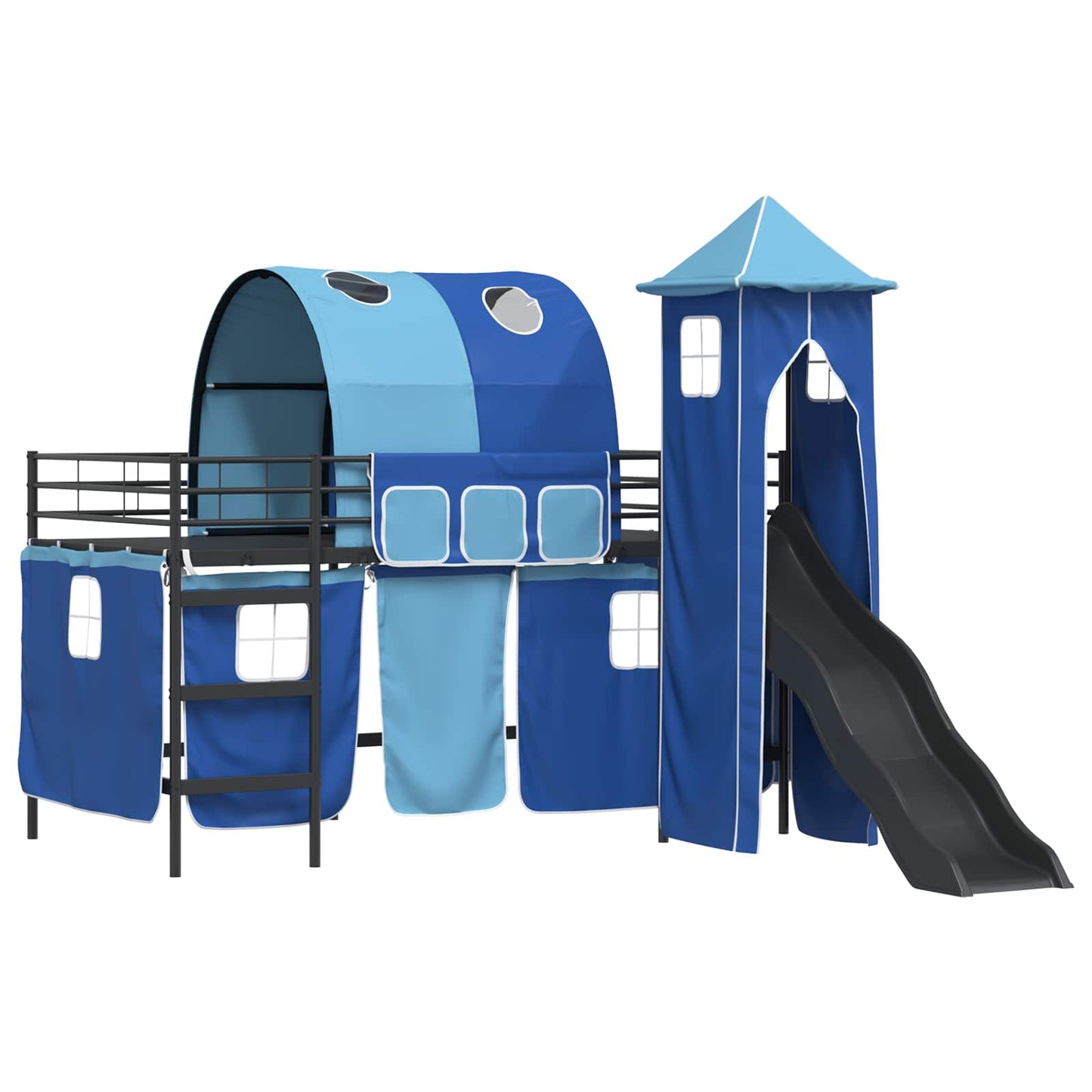 Kids'Loft Bed Frame Black and Blue 90 x 200 cm Metal