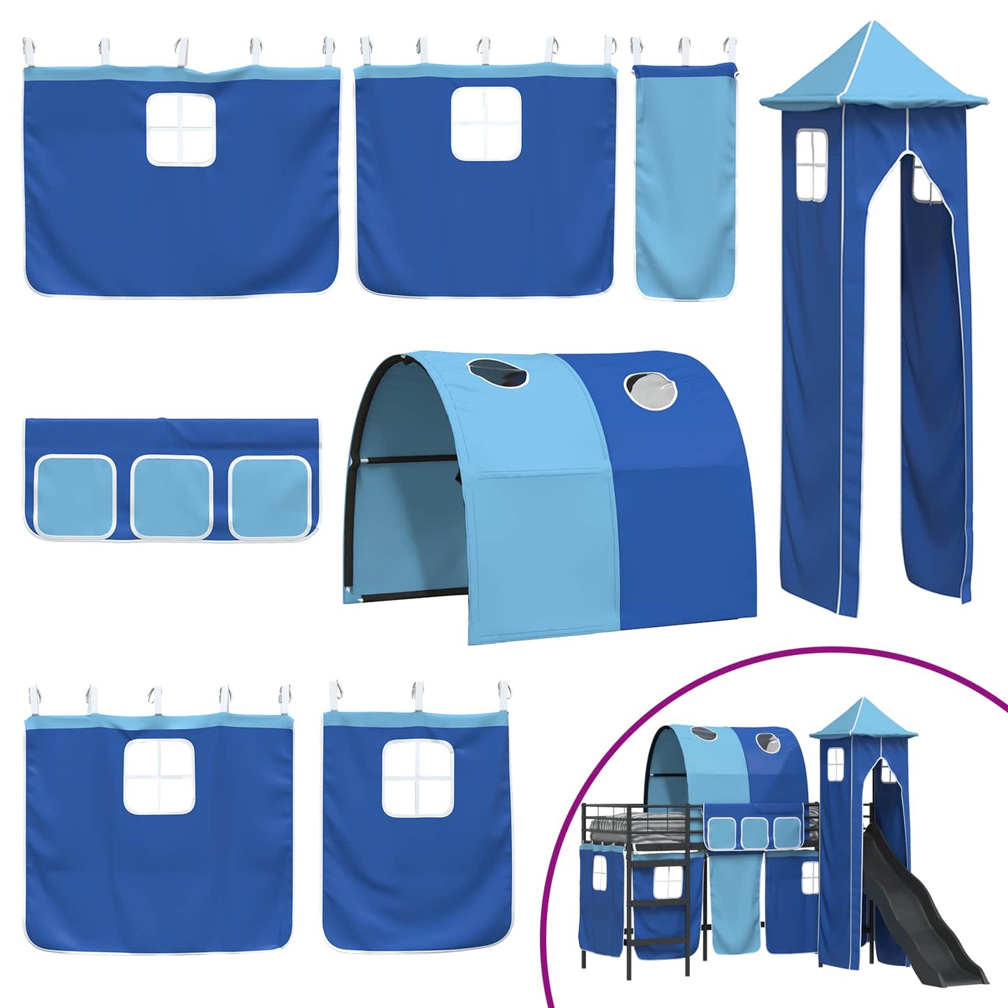 Kids'Loft Bed Frame Black and Blue 100 x 190 cm Metal