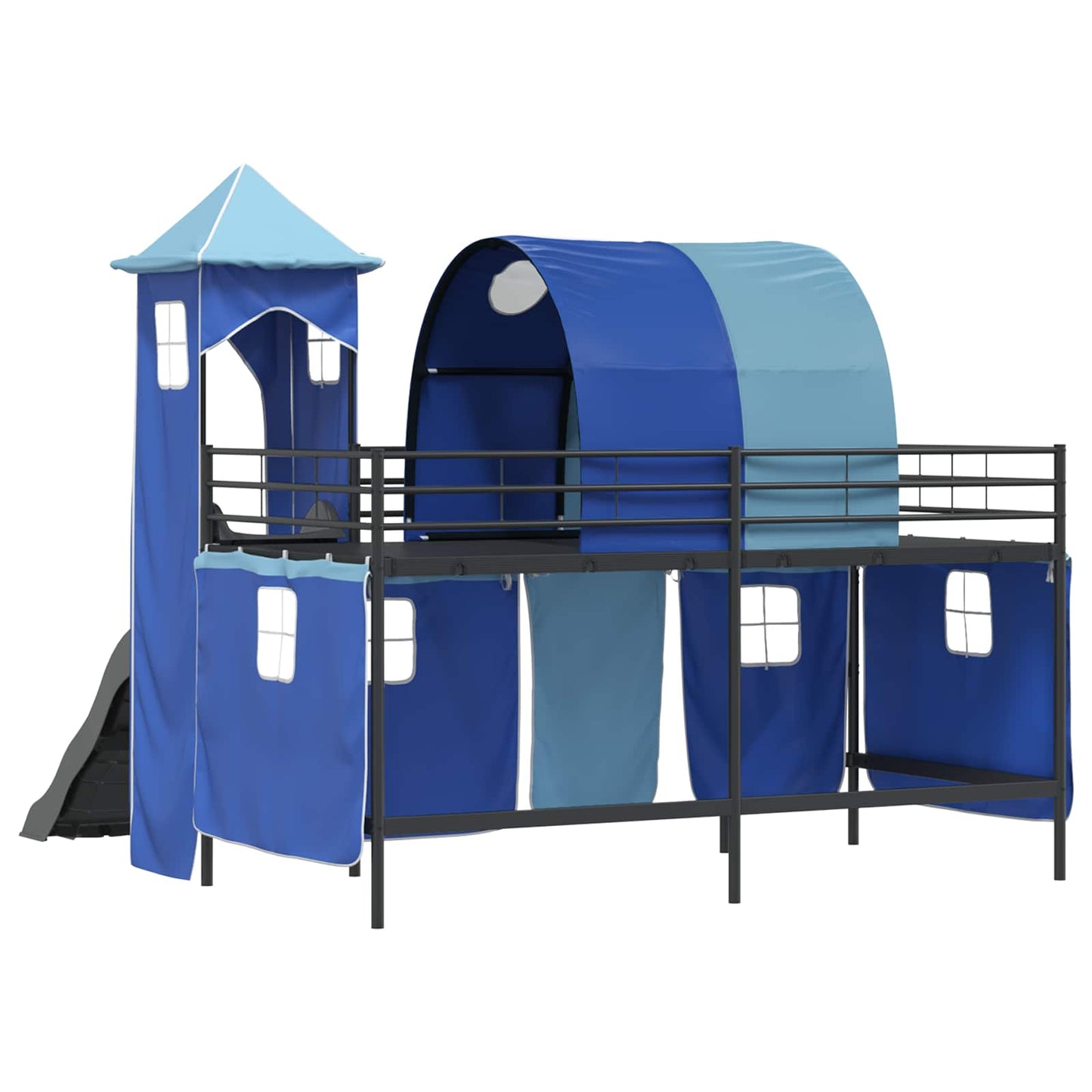 Kids'Loft Bed Frame Black and Blue 100 x 200 cm Metal