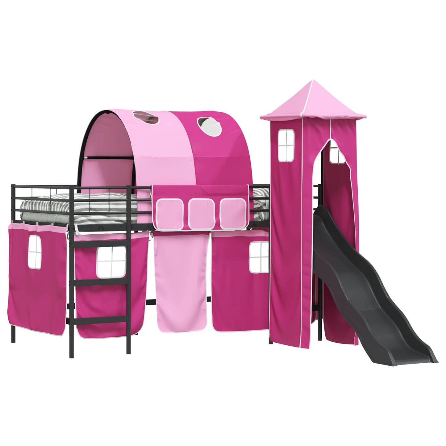 Kids'Loft Bed Frame Black and Pink 80 x 200 cm Metal