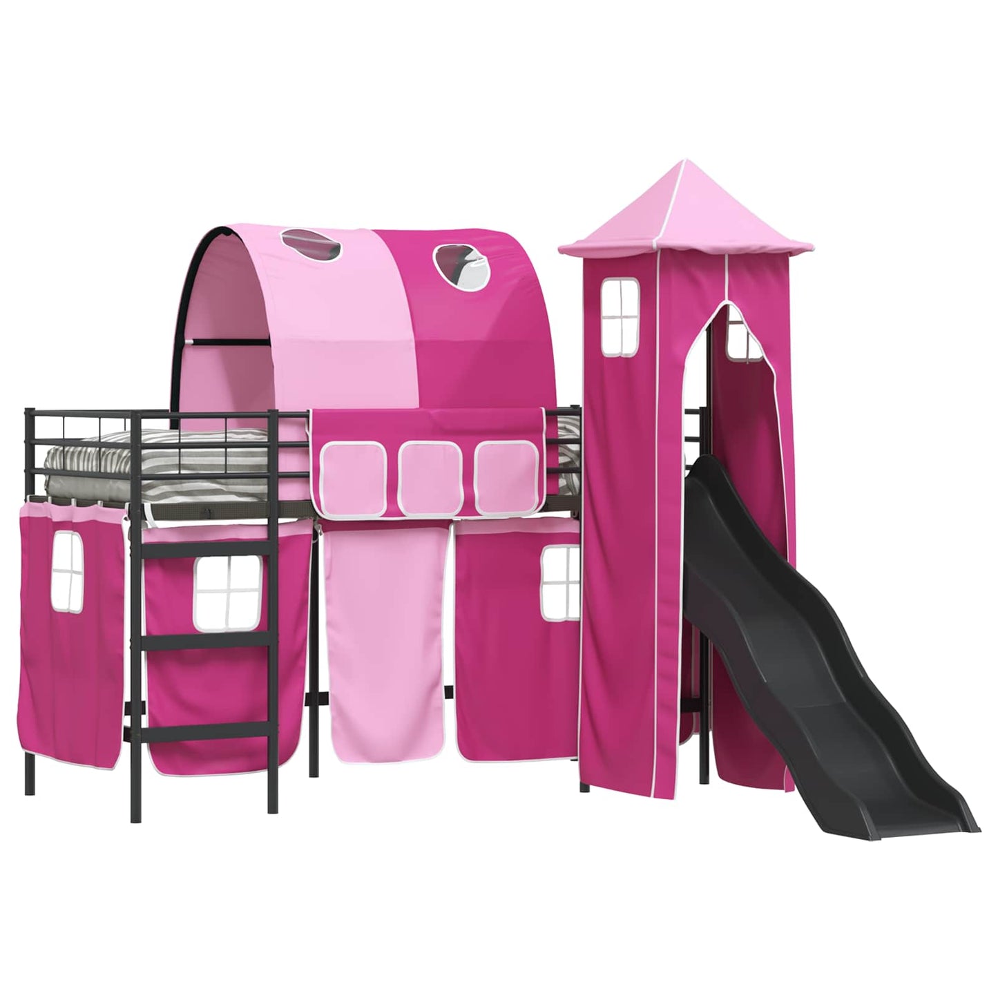 Kids'Loft Bed Frame Black and Pink 90 x 190 cm Metal