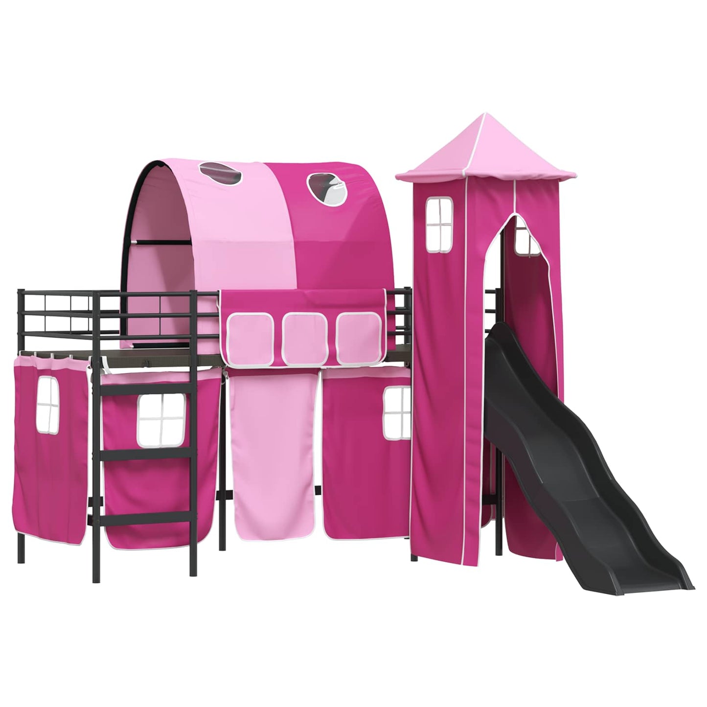 Kids'Loft Bed Frame Black and Pink 90 x 190 cm Metal