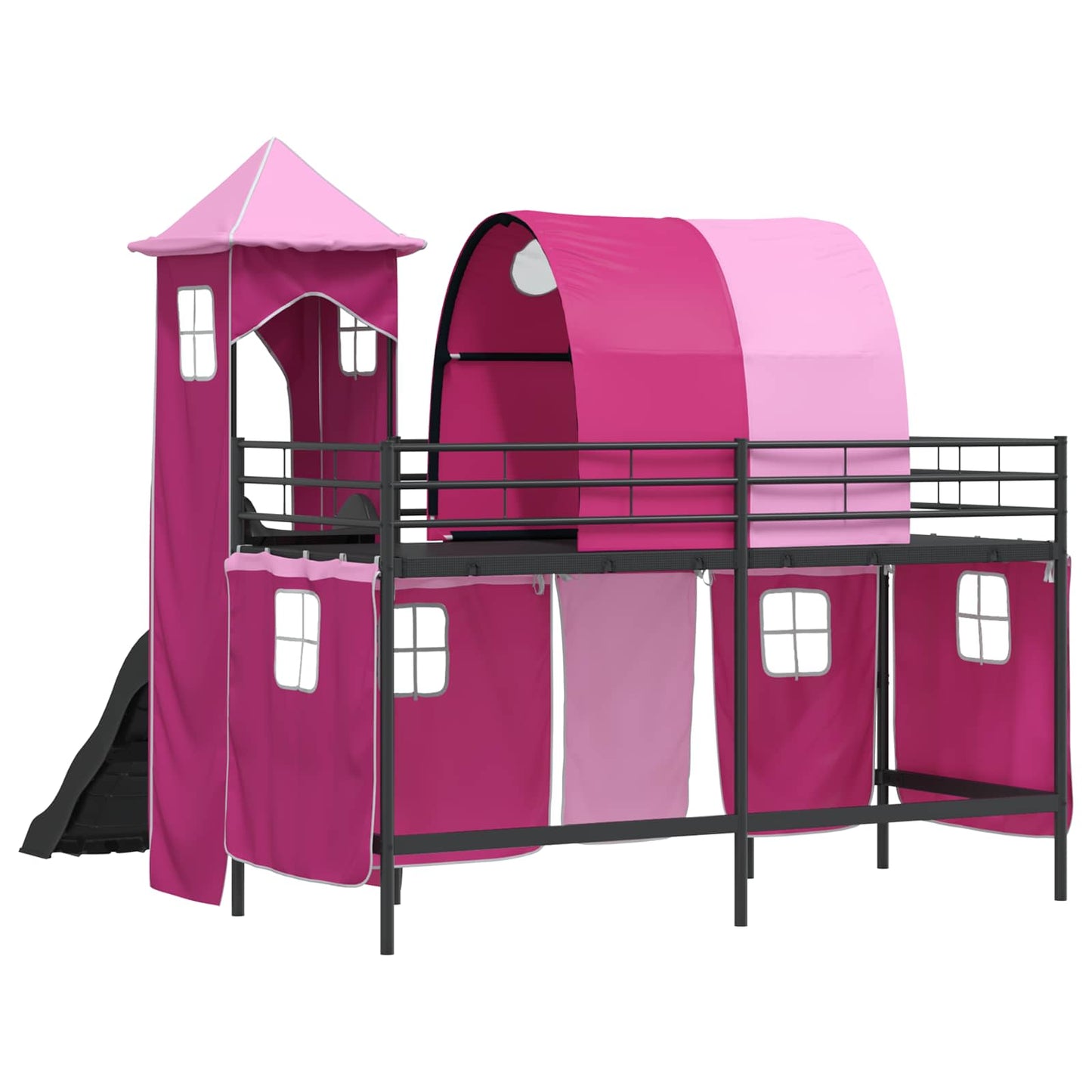 Kids'Loft Bed Frame Black and Pink 90 x 190 cm Metal