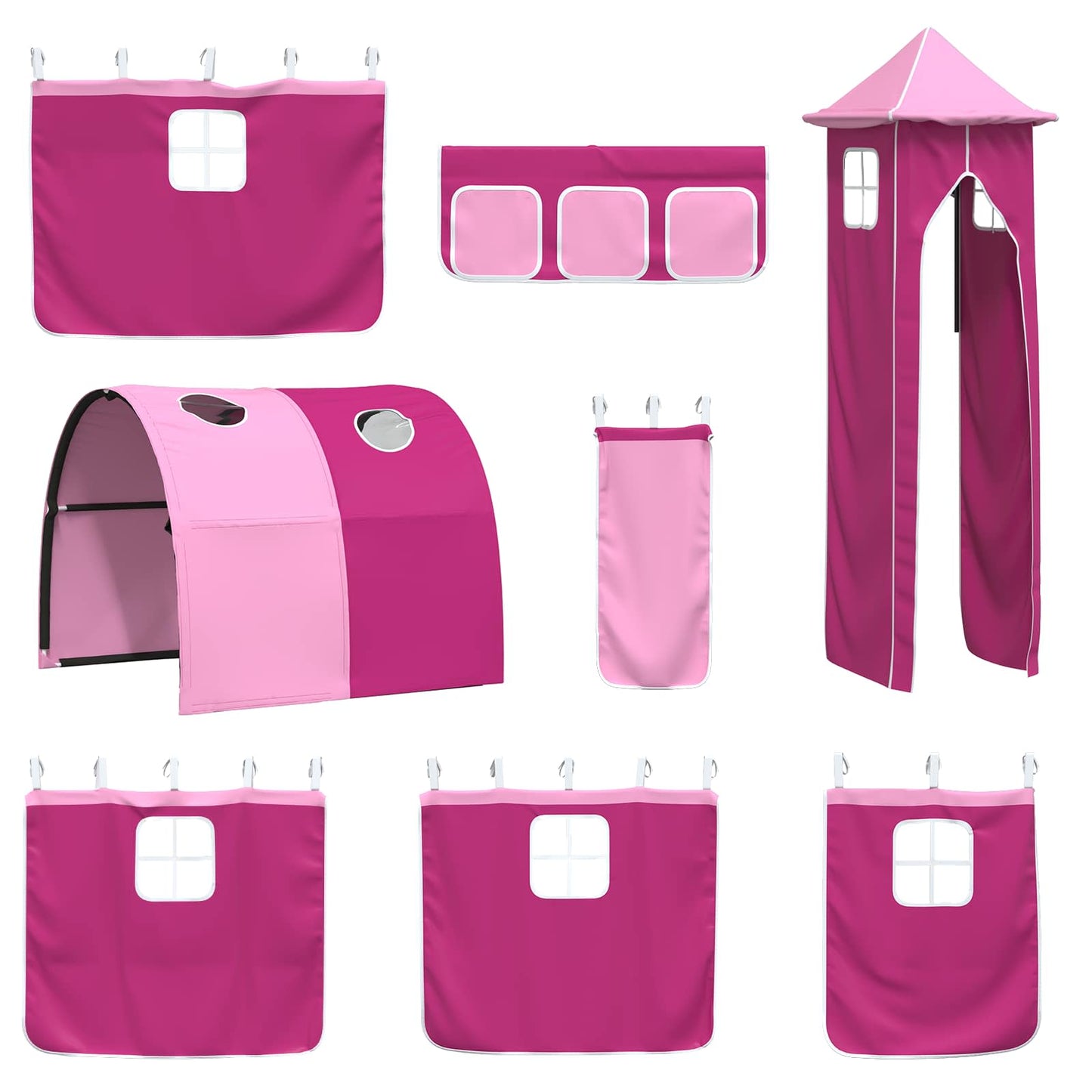 Kids'Loft Bed Frame Black and Pink 90 x 190 cm Metal