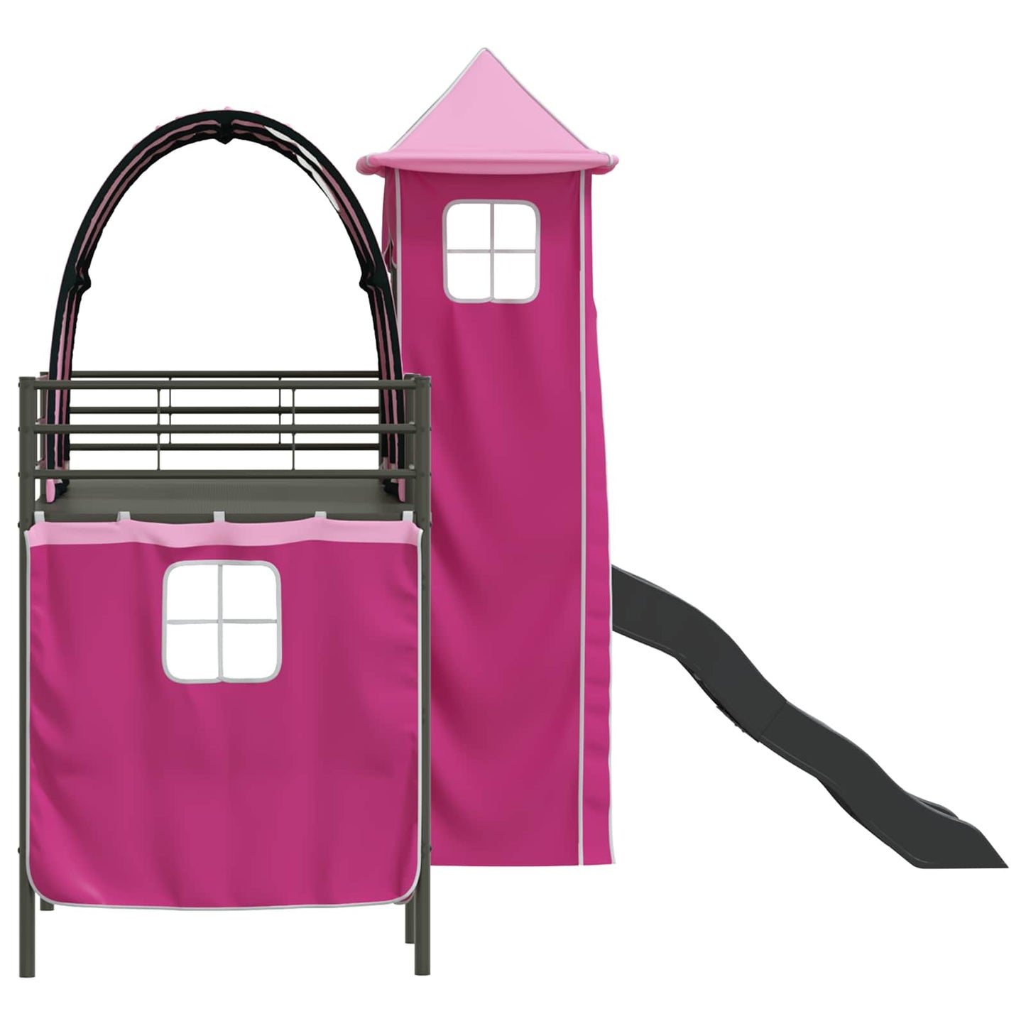 Kids'Loft Bed Frame Black and Pink 90 x 190 cm Metal