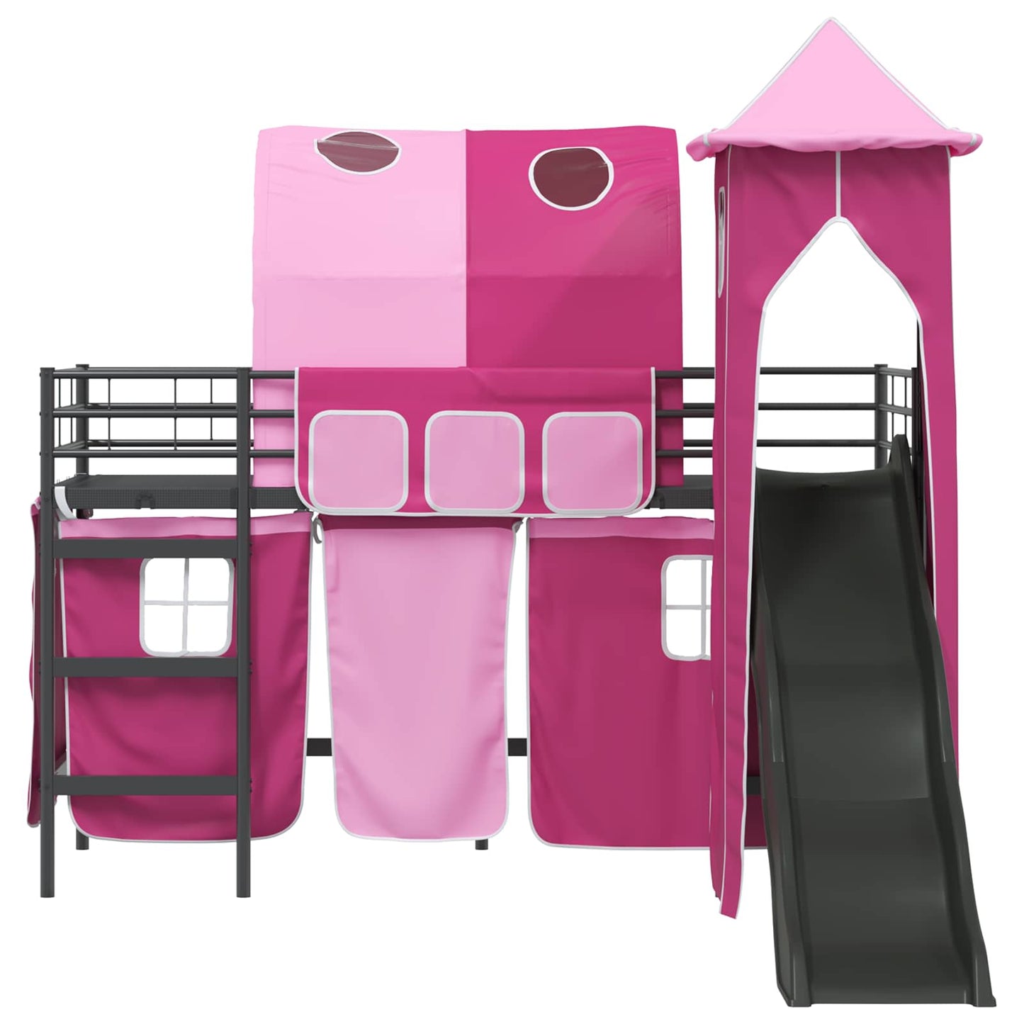 Kids'Loft Bed Frame Black and Pink 100 x 190 cm Metal