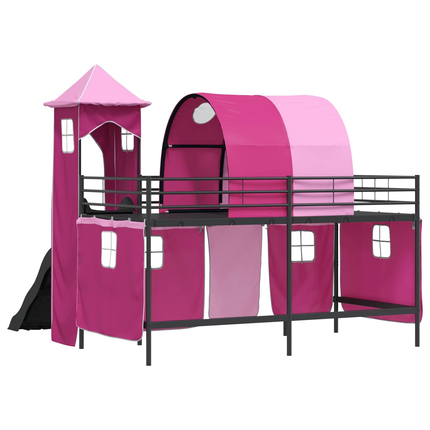 Kids'Loft Bed Frame Black and Pink 100 x 200 cm Metal