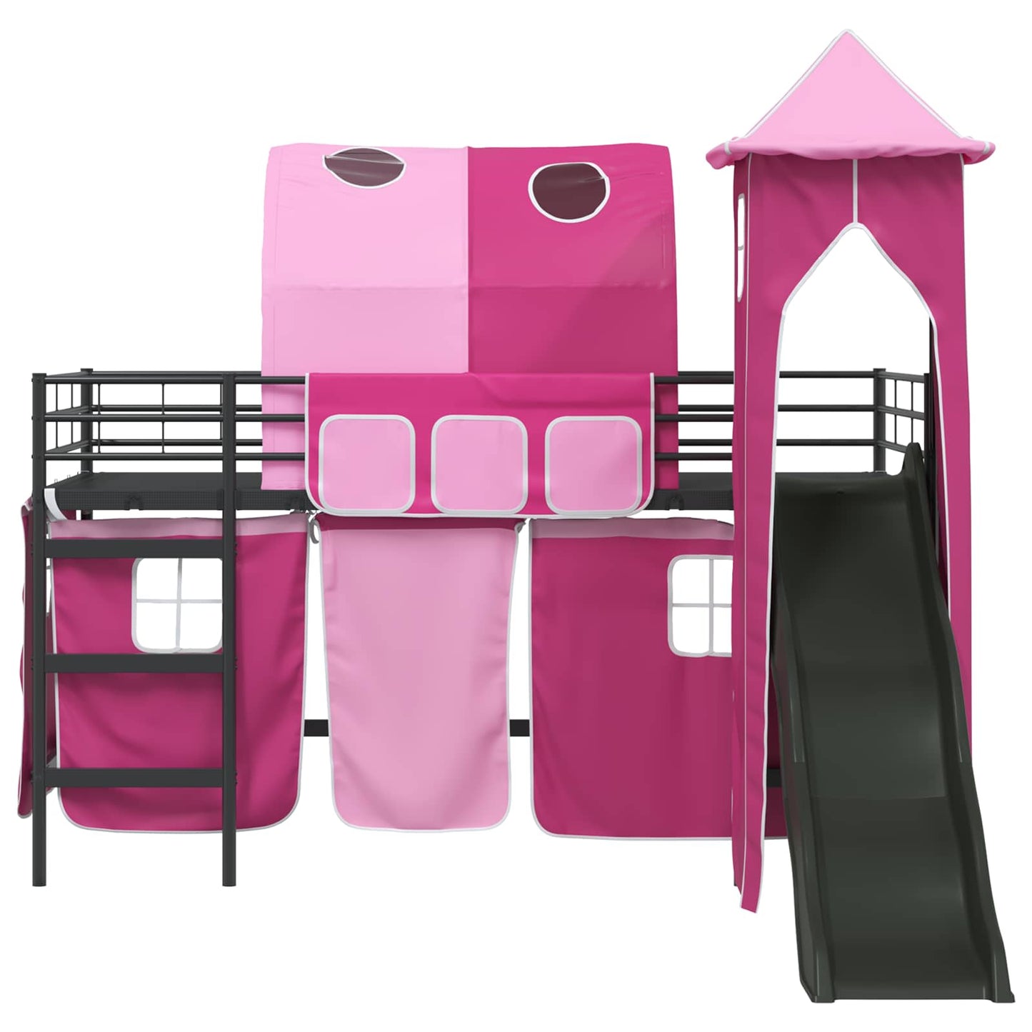 Kids'Loft Bed Frame Black and Pink 100 x 200 cm Metal