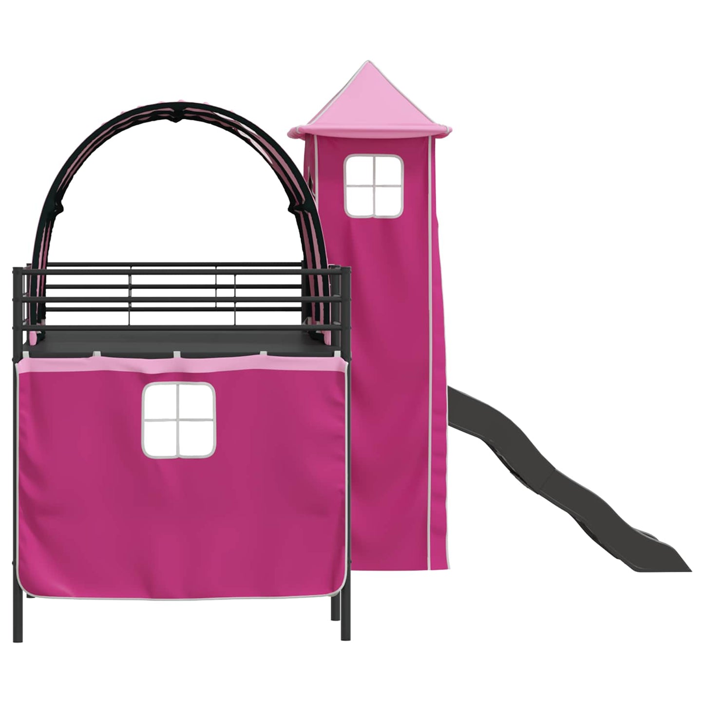 Kids'Loft Bed Frame Black and Pink 100 x 200 cm Metal