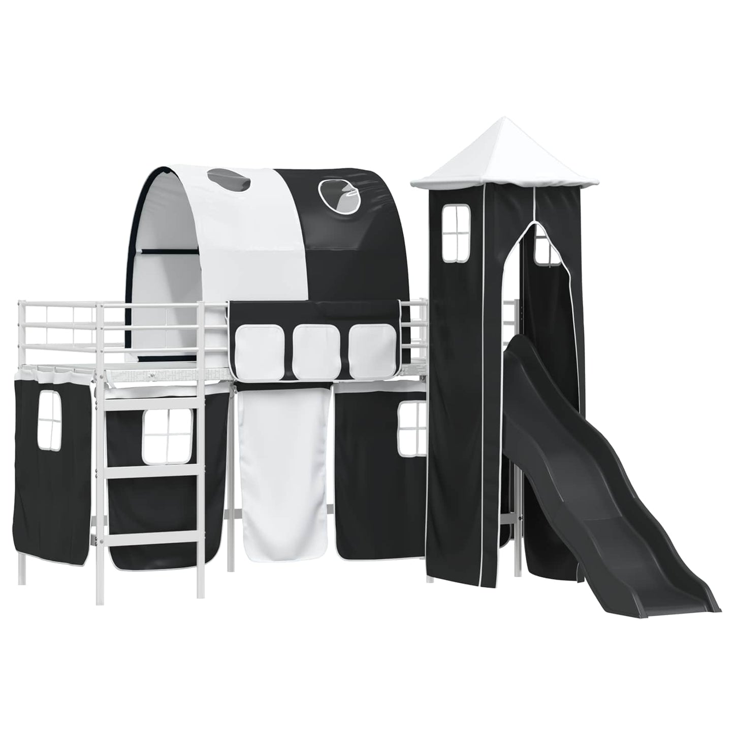 Kids'Loft Bed Frame White and Black 90 x 190 cm Metal